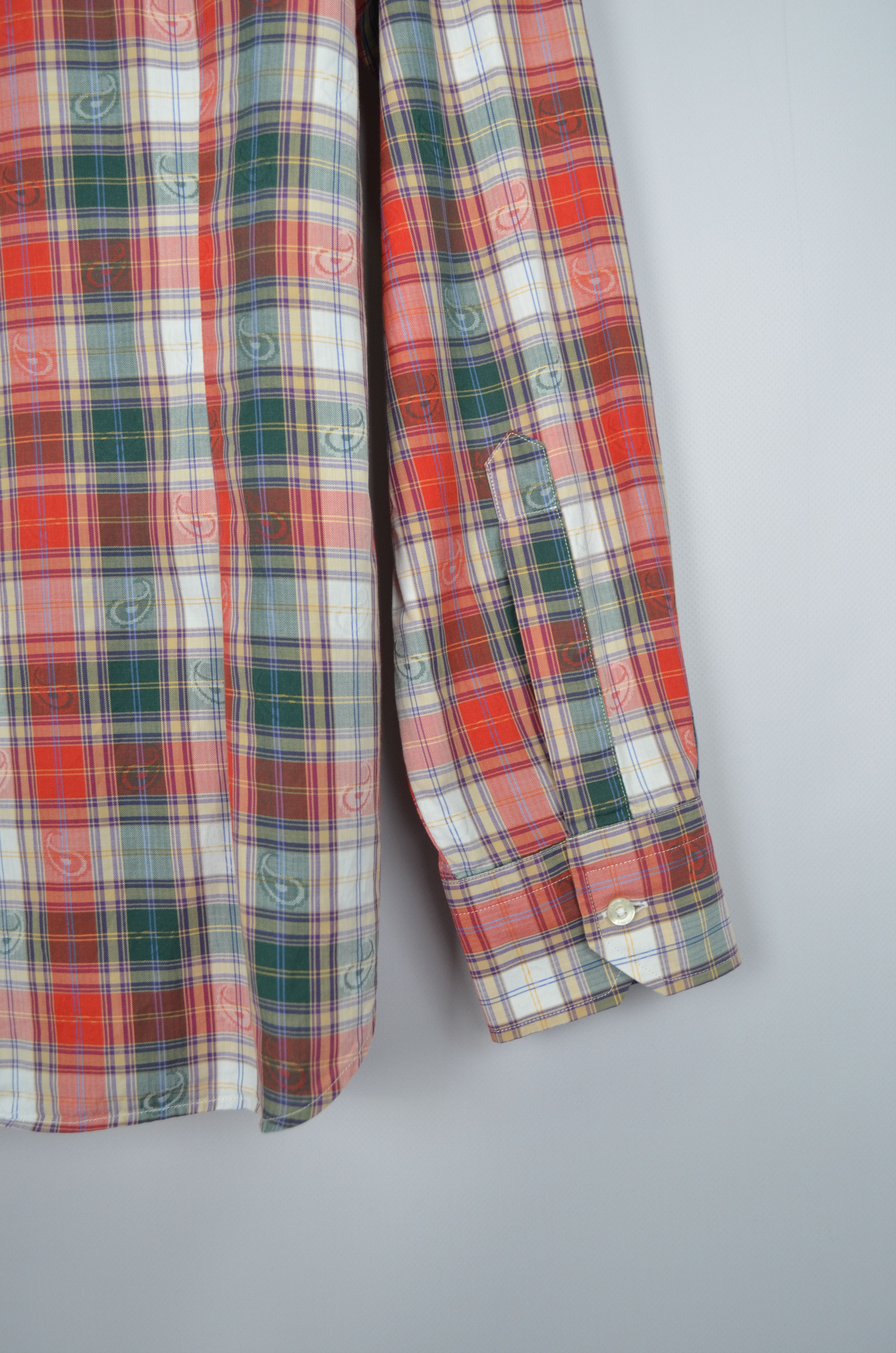 Designer × Etro ETRO Check Green Orange Paisley Cotton Shirt Size 42 M Size US M / EU 48-50 / 2 - 8 Thumbnail