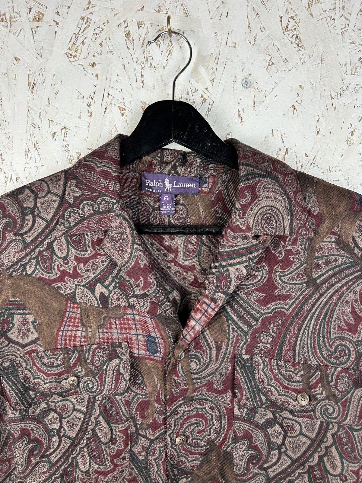 Ralph Lauren Purple Label 70s Ralph Lauren Purple Label Horse Print Paisley AOP Shirt Size M / US 6-8 / IT 42-44 - 2 Thumbnail