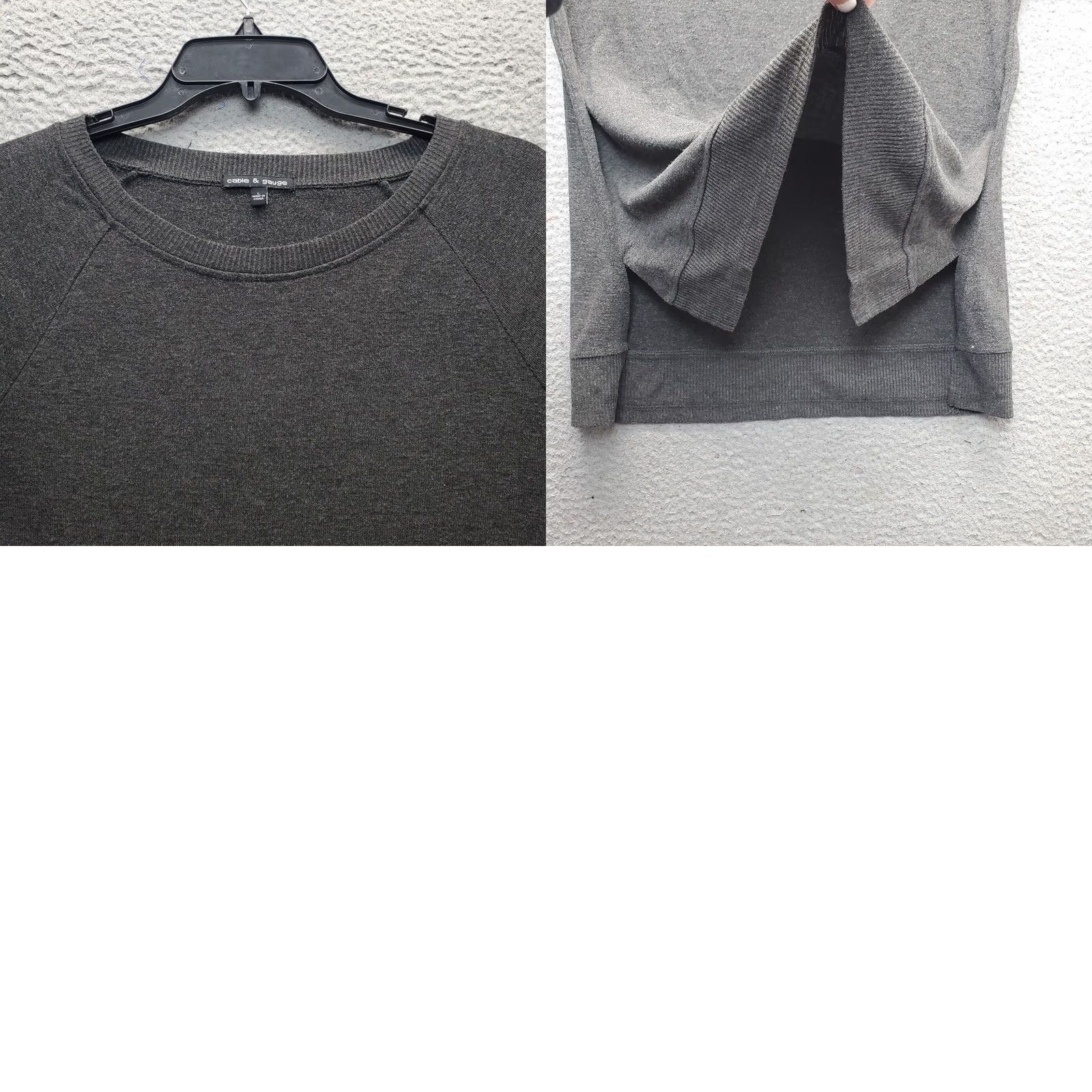 Vintage Cable & Gauge Sweater Women L Gray Long Sleeve Round Neck High Low Slit Pullover Size L / US 10 / IT 46 - 8 Thumbnail