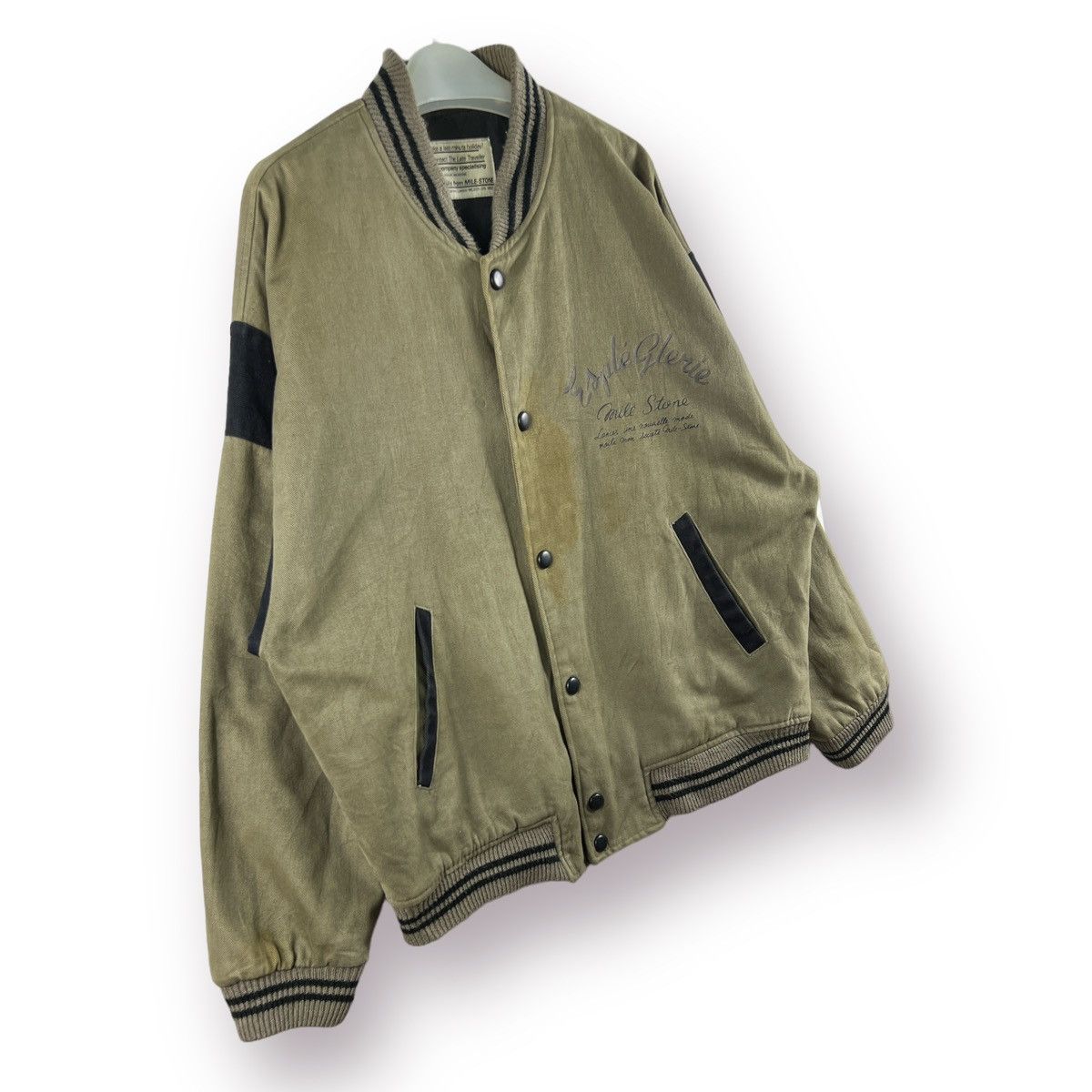 Japanese Brand 🔥 MILE-STONE SPELLOUT BIG LOGO VARSITY JACKET - L Size US L / EU 52-54 / 3 - 4 Thumbnail