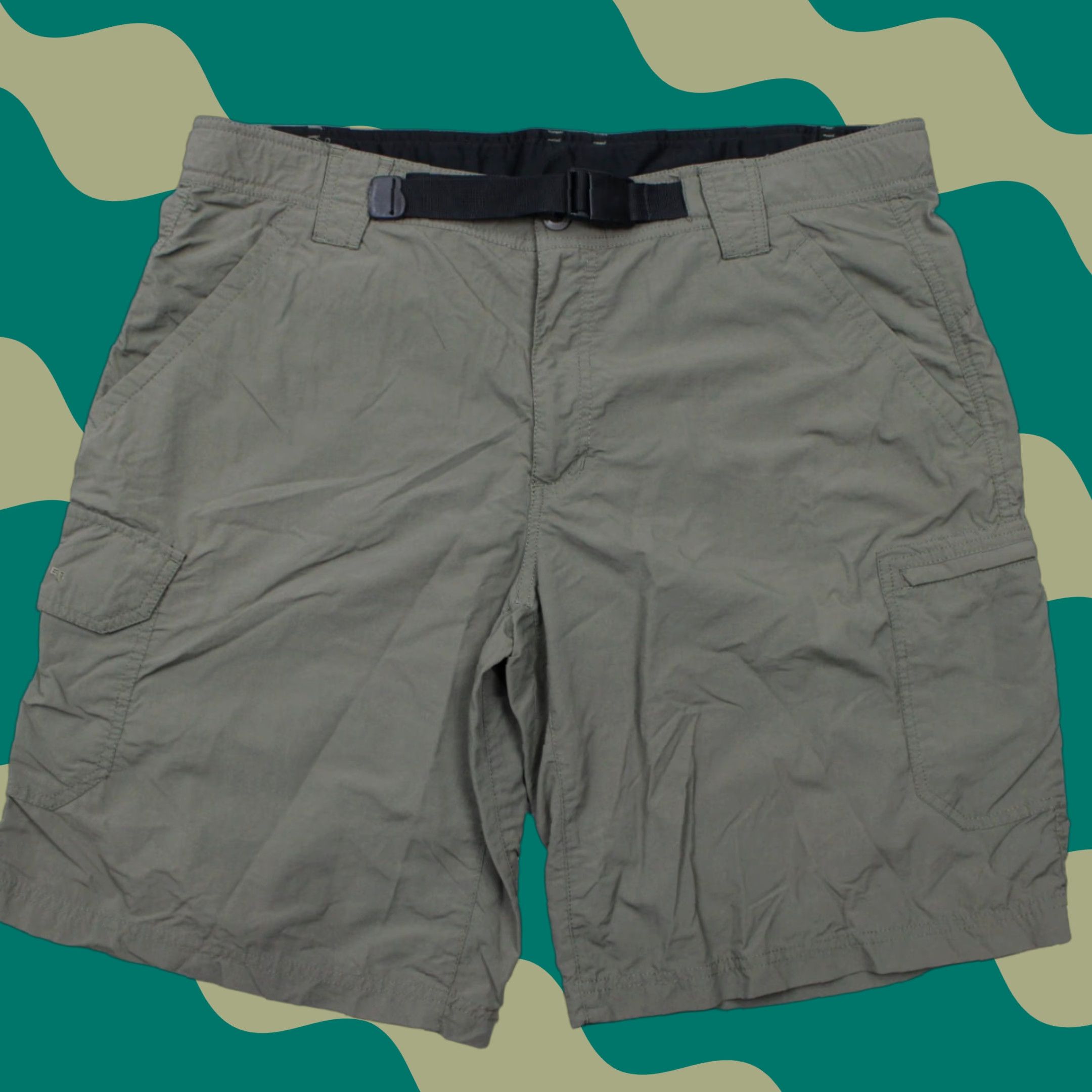 Eddie Bauer Eddie Bauer Mens 38 Sport Shorts Green Cotton Nylon Cargo Pocket 10" Inseam Belted Casual Travel Workwear Chin o Size US 38 / EU 54 - 1 Thumbnail