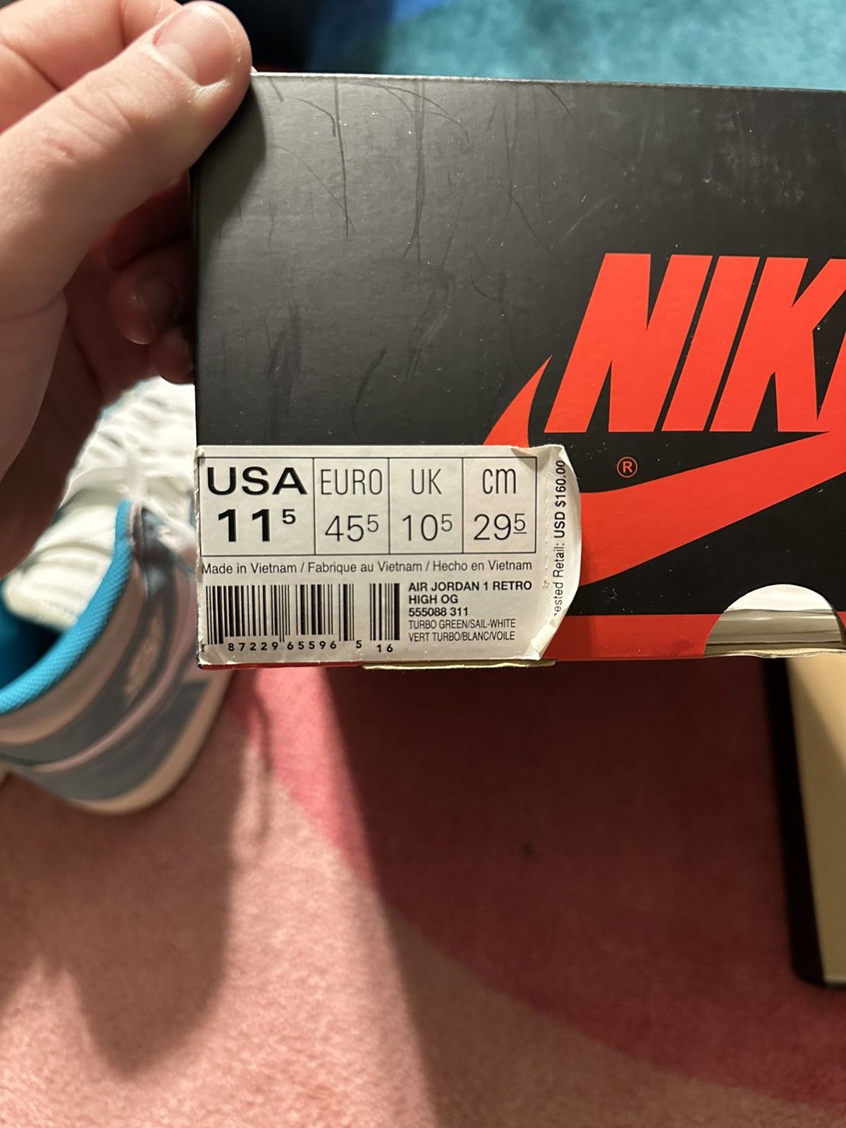 Jordan Brand Jordan 1 Retro High Turbo Green Size US 11.5 / EU 44-45 - 10 Thumbnail