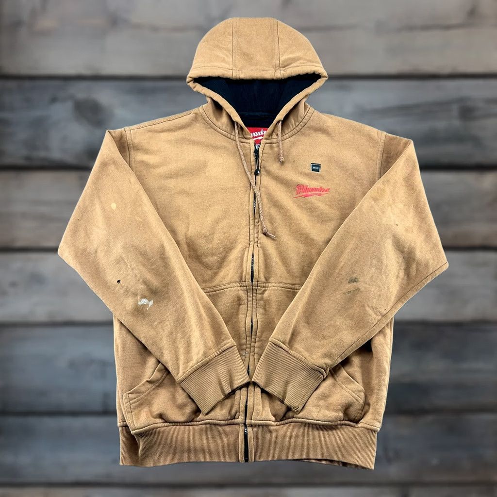 Vintage Milwaukee Hoodie Mens M Brown Full Zip Thermal Lined M12 Heated Gear UNTESTED Shirt Mens Brown Full Zip Hoodie Size US M / EU 48-50 / 2 - 1 Thumbnail