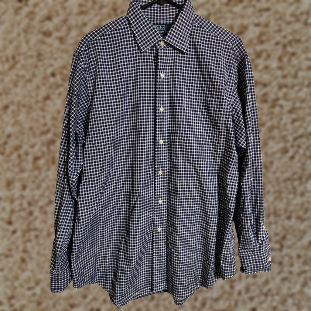 Polo Ralph Lauren Polo Ralph Lauren Curham Sport Blue Check L/S Button Up Dress Shirt Men's L Size 42R - 1 Thumbnail
