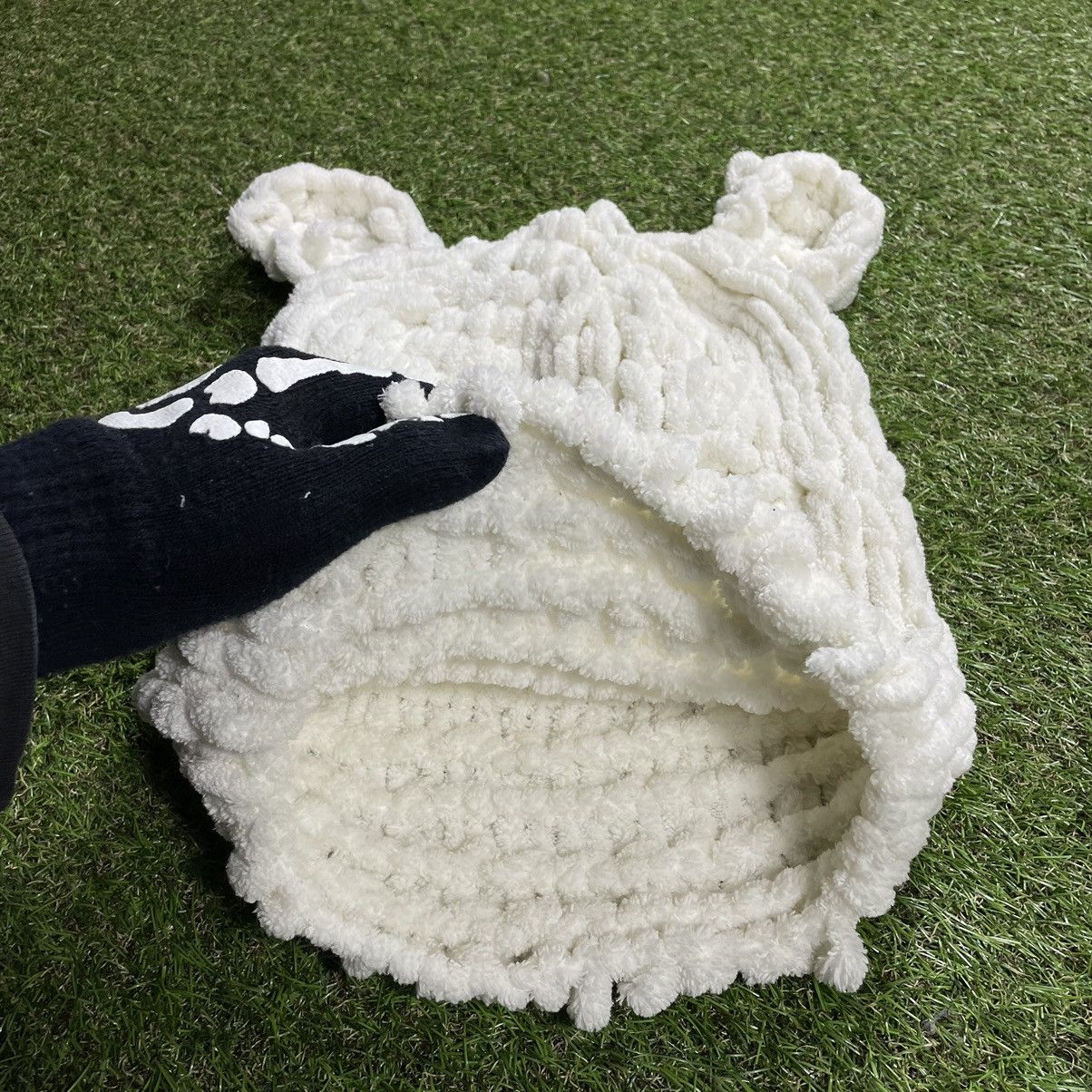 Vintage Vintage 90s Knit Beanie Mohair Fuzzy Alt Goth White Slim OS Size ONE SIZE - 4 Thumbnail