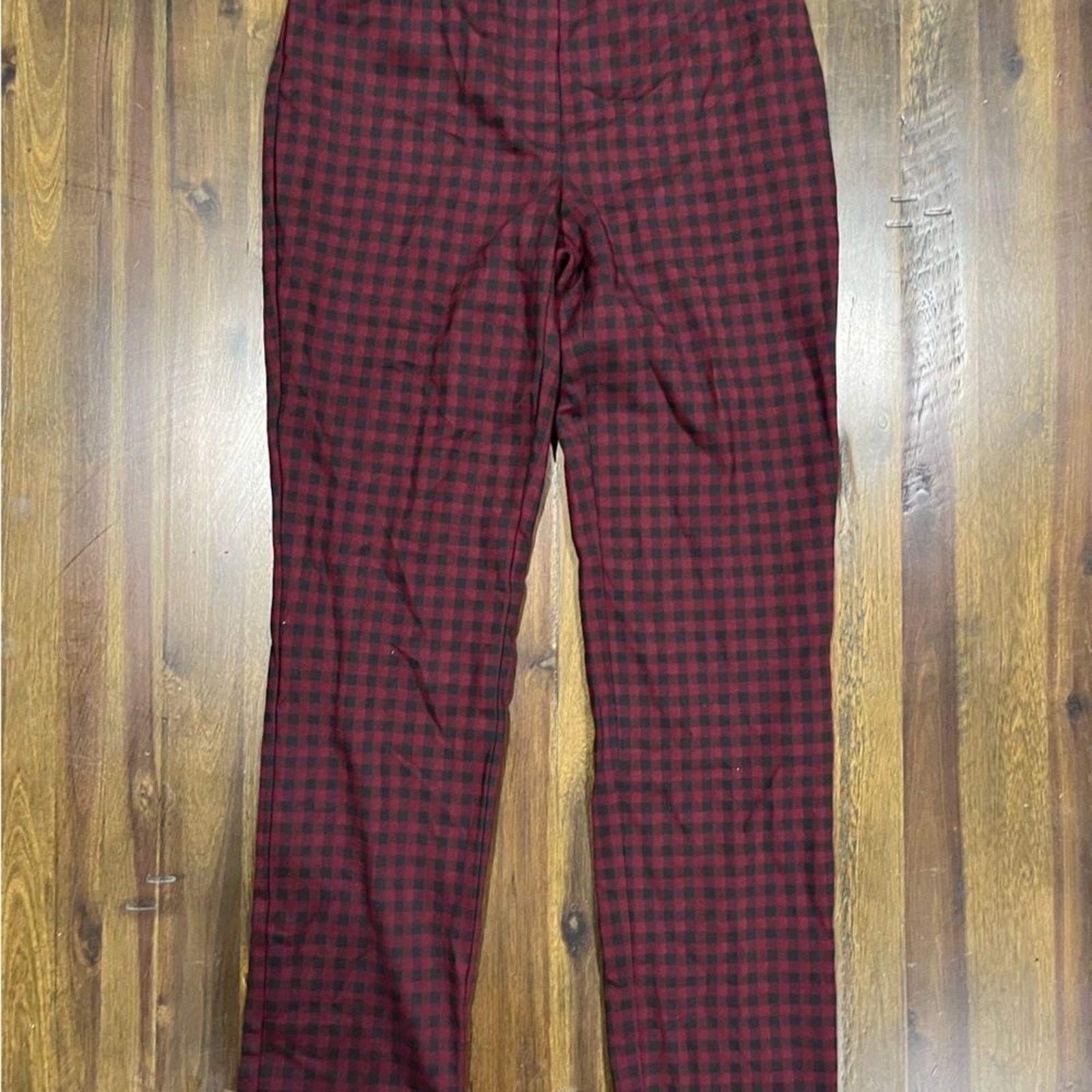 Vintage J. Jill Essential Ponte Slim-Leg Pants Red Black Plaid - XS Size 23" - 2 Thumbnail