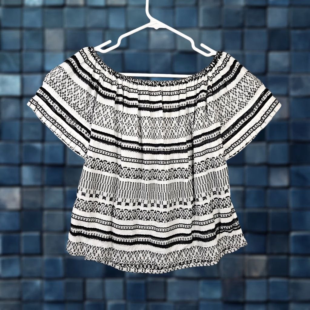 Lulus Lulus Off the Shoulder Cropped Top Women's Multicolor Cotton Blend Size M NEW Boho Shirt Slim Fit Regular Mens Womens Girl Boy Size M / US 6-8 / IT 42-44 - 1 Thumbnail