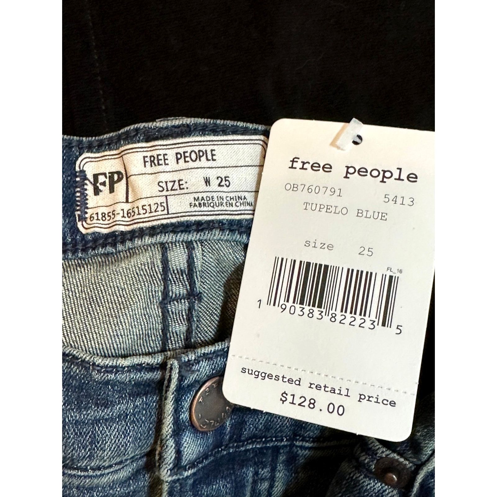 Free People Free People Fishnet-Inlet Skinny Jeans Tupelo Blue 25 Size 25" / US 0 / IT 36 - 19 Thumbnail