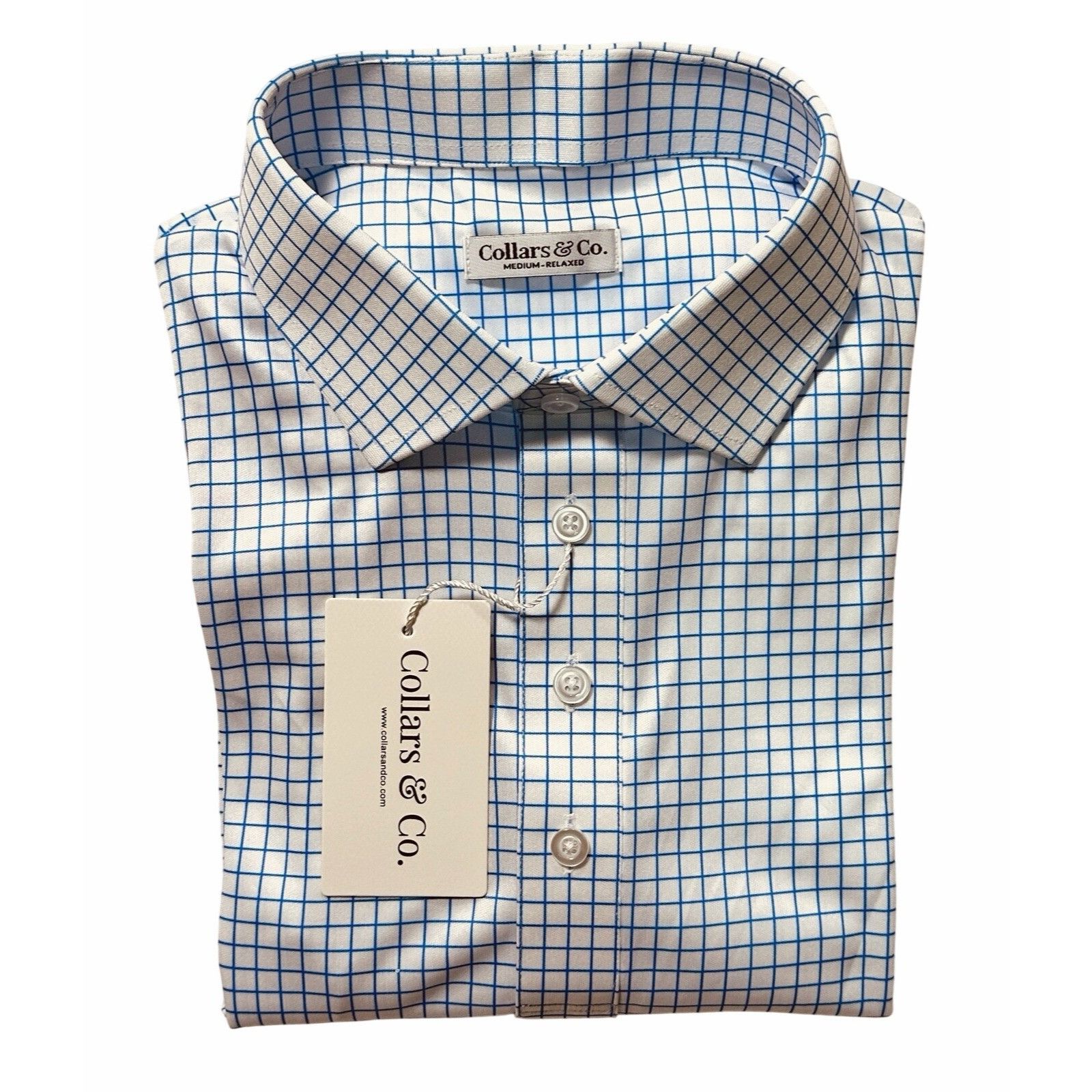 Other Collars & Co. The Original Dress Polo Sz M Relaxed Blue-Grid Size US M / EU 48-50 / 2 - 11 Thumbnail