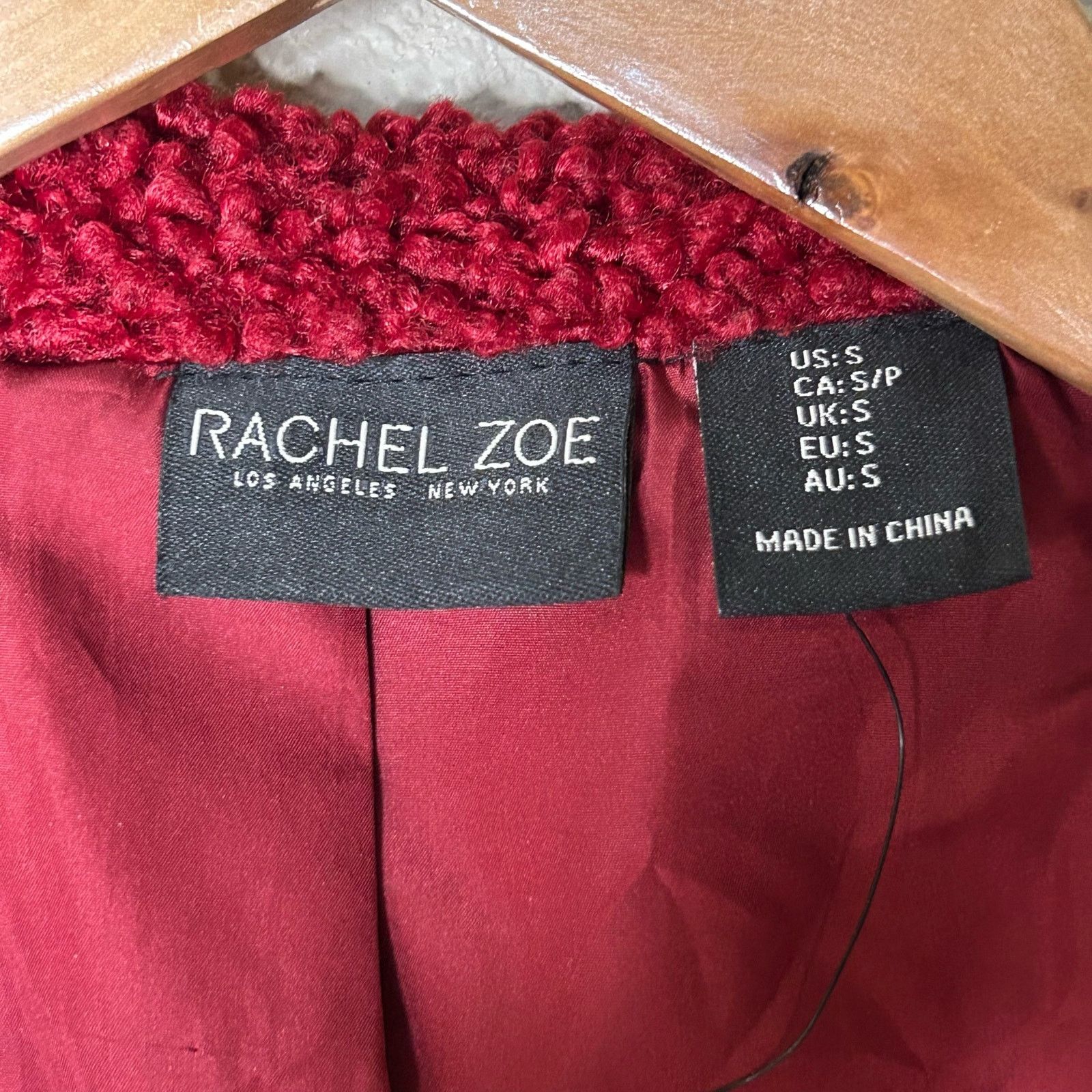 Rachel Zoe Rachel Zoe Coat Jacket Boucle Burgundy Career Preppy Size S Size S / US 4 / IT 40 - 5 Thumbnail