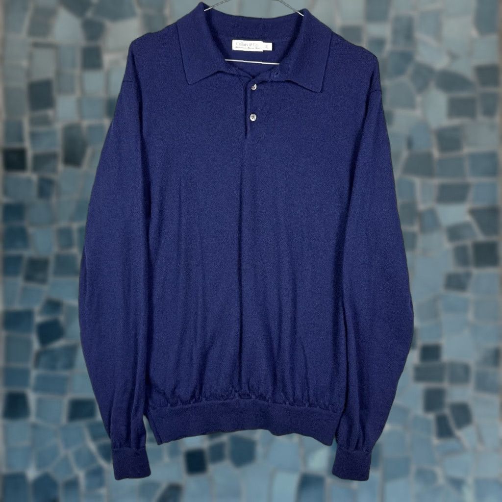 CO Collars & Co Sweater Mens XL 100% Australian Merino Wool Collared Pullover Knit Blue Wool Knit Pullover Classic Mens XL Size US XL / EU 56 / 4 - 1 Thumbnail