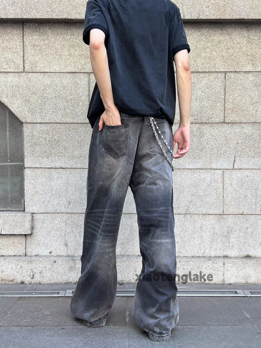 Jean washed faded cleanfit yuppie loose baggy jeans Size US 34 / EU 50 - 4 Thumbnail