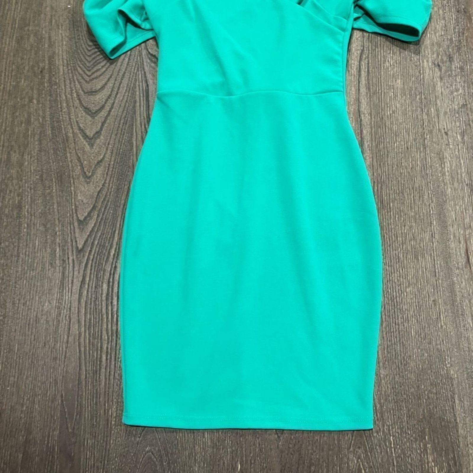 Vintage Gibiu Dress Mini Puff Sleeve Fitted Bodycon Teal Sz S Size S / US 4 / IT 40 - 2 Thumbnail