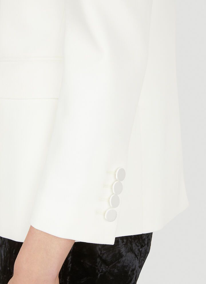 Saint Laurent Paris o1bcso1str1224 Tuxedo Jacket In Grain De Poudre in White Size XS / US 0-2 / IT 36-38 - 6 Thumbnail