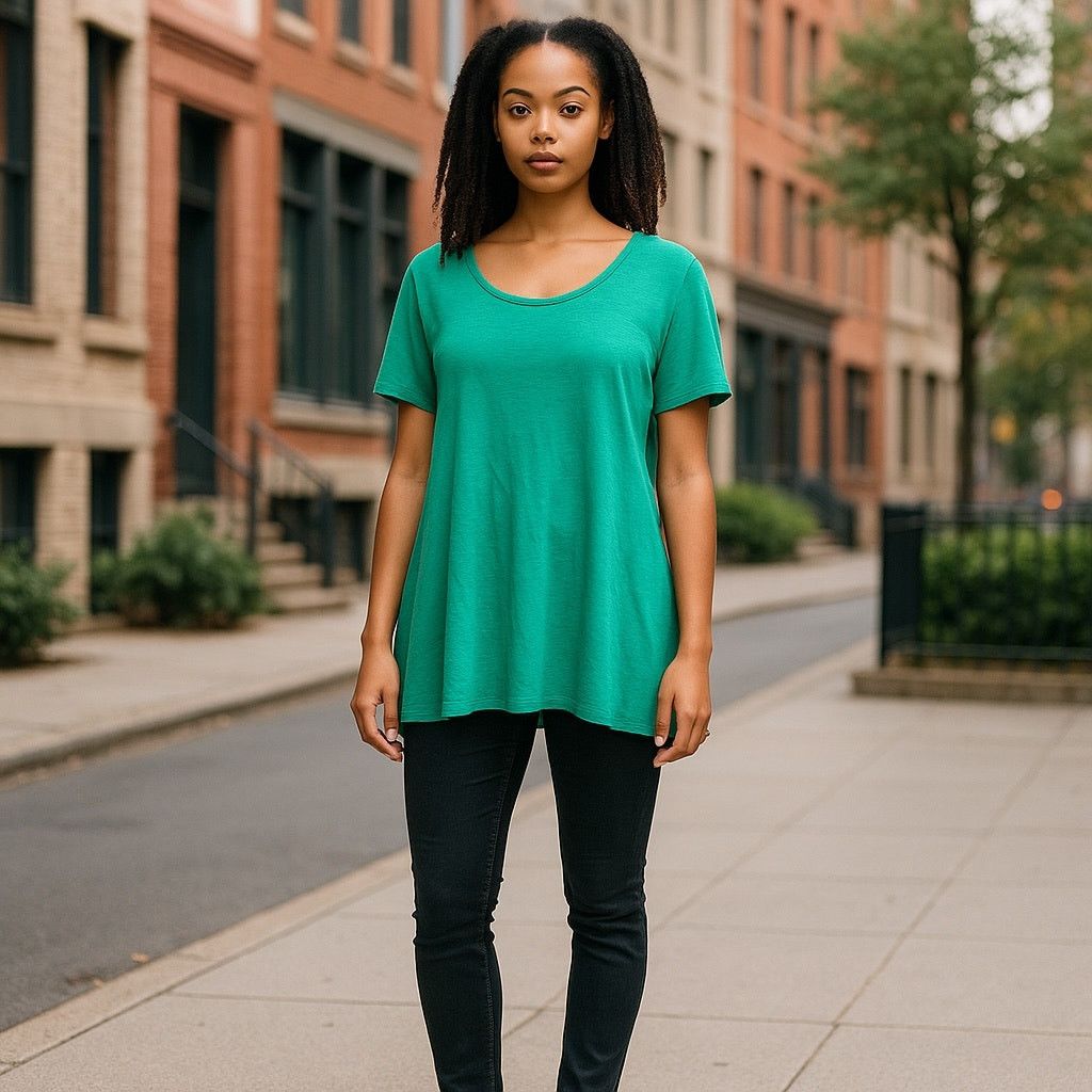 Anthropologie Anthropologie Green Relaxed Back Detail Boxy T-Shirt Size S / US 4 / IT 40 - 1 Thumbnail
