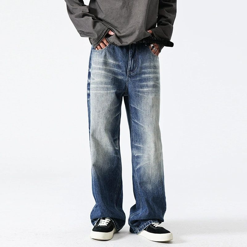 Vintage American Distressed Whiskered Loose-Fit Straight-Leg Jeans Size US 32 / EU 48 - 4 Thumbnail