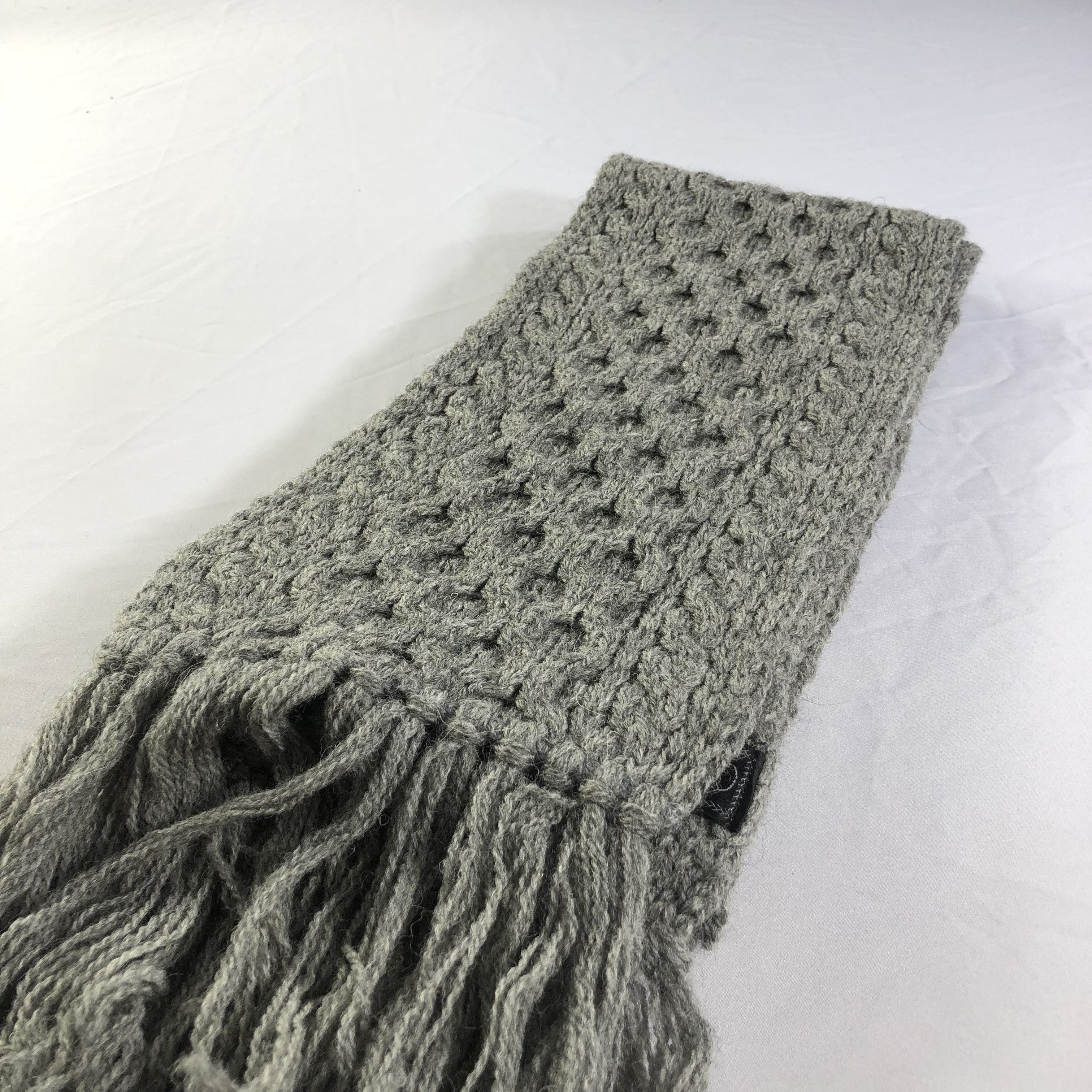 Beams Plus Beams Cable Knit Grey Wool Scarf Muffler V1465 Size ONE SIZE - 3 Thumbnail