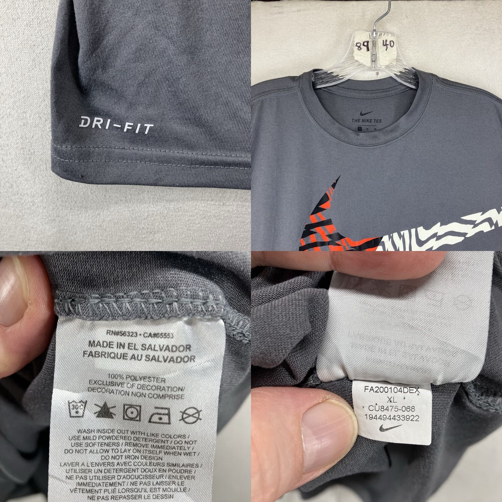 Nike Nike Shirt Mens XL Gray Short Sleeve Wild Nike Swoosh Logo Sports Super Thin Size US XL / EU 56 / 4 - 8 Thumbnail