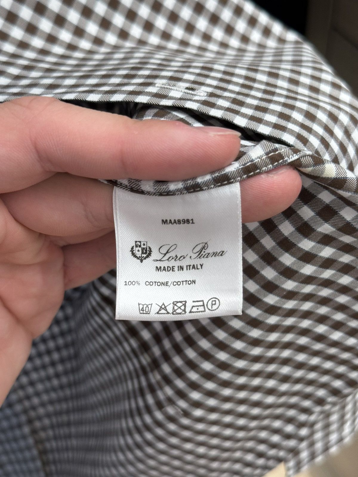 Loro Piana Loro Piana Brown Gingham Button Down Size US XL / EU 56 / 4 - 7 Thumbnail