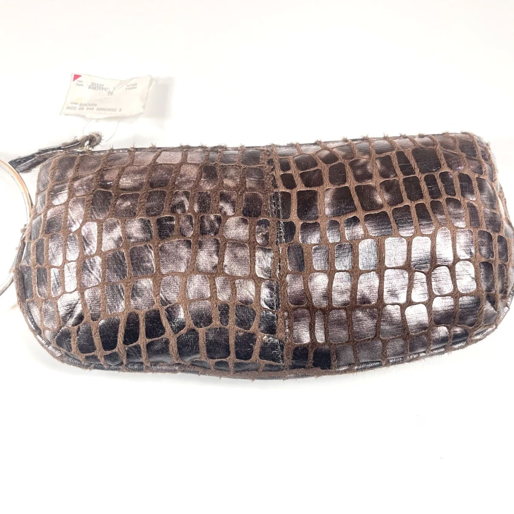 Human Made Unbranded Brown Small Zip Pouch Wallet Manmade Material Purse Hand Bag Purse Wallet Women Zip-Around XS S Brown Pattern Solid Credit Card ID Size ONE SIZE - 3 Thumbnail