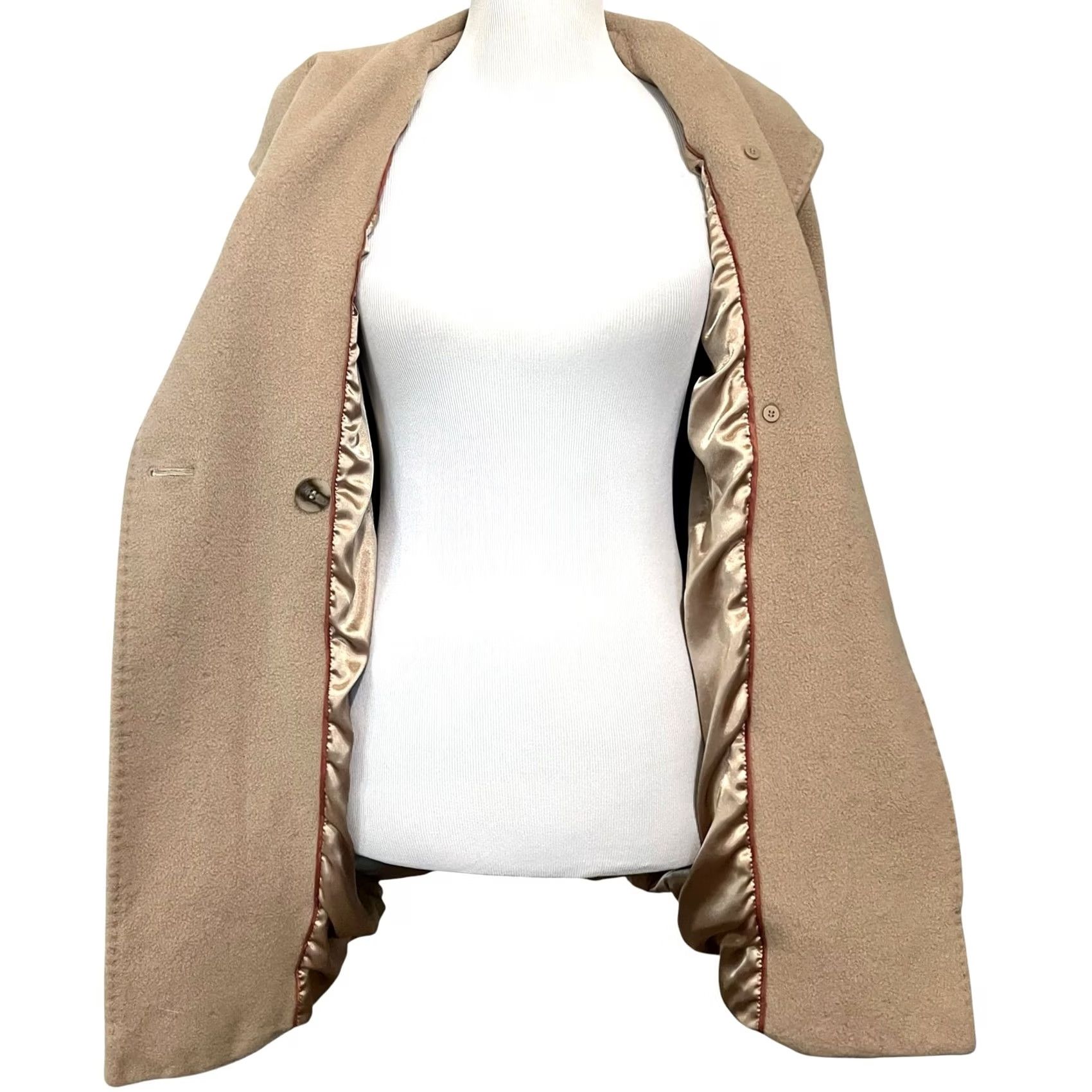 Calvin Klein Calvin Klein Womens Wool Angora Beige Hooded Shawl Collar Top Coat Overcoat Sz 4 Size S / US 4 / IT 40 - 3 Thumbnail
