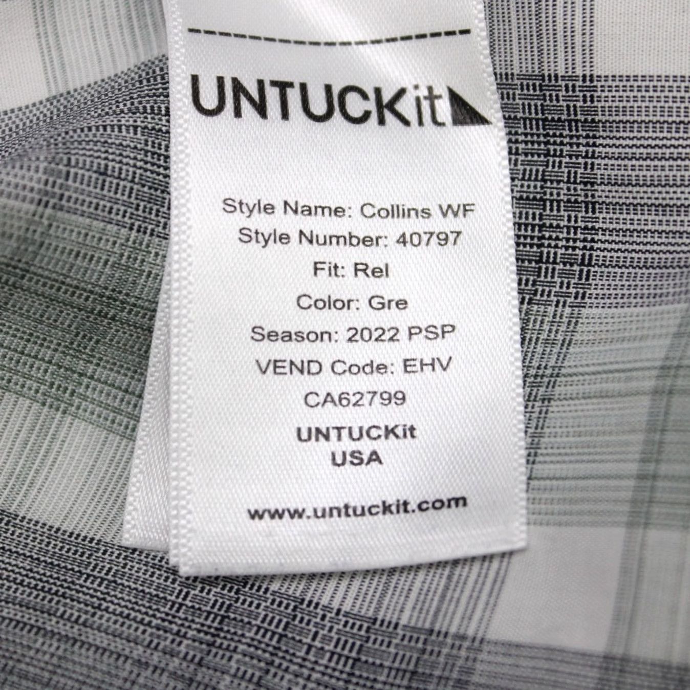 UNTUCKit UNTUCKit Shirt Men 2XL Gray/Blue Collared Button-Up Long Sleeve Cotton Linen Check Regular Fits Mens Size US XXL / EU 58 / 5 - 7 Thumbnail