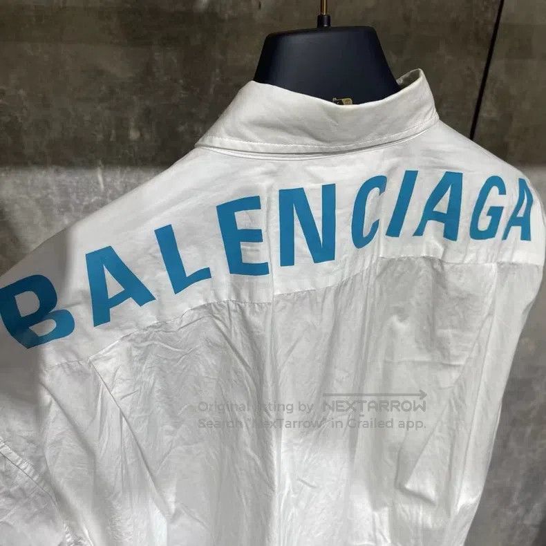 Balenciaga Balenciaga size 39 White and Blue Back Letter Shirt Size US S / EU 44-46 / 1 - 3 Thumbnail