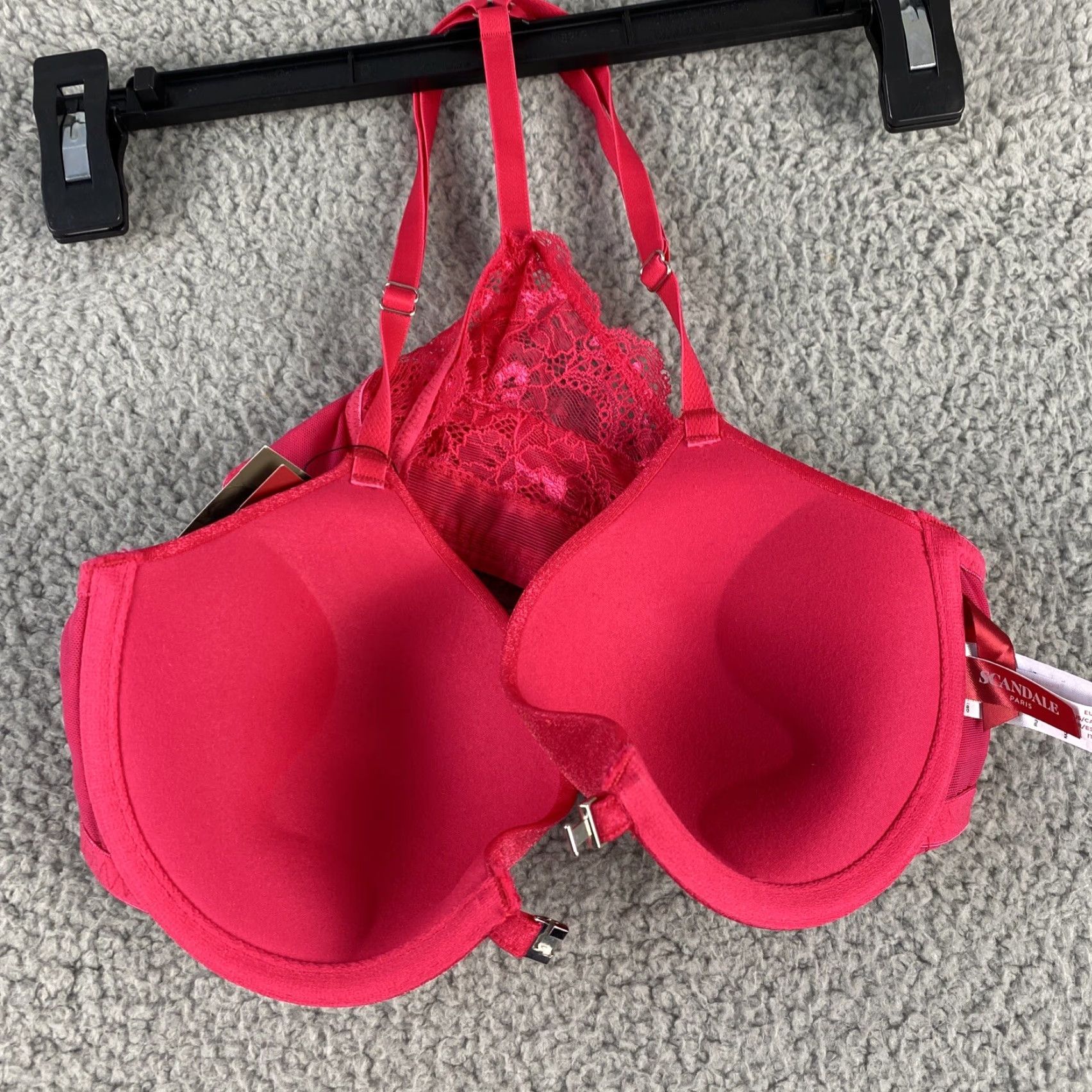 Pinko VINTAGE Enhance Hot Pink Lace Push Up Bra 34B Juniors Womens American Size ONE SIZE - 3 Thumbnail