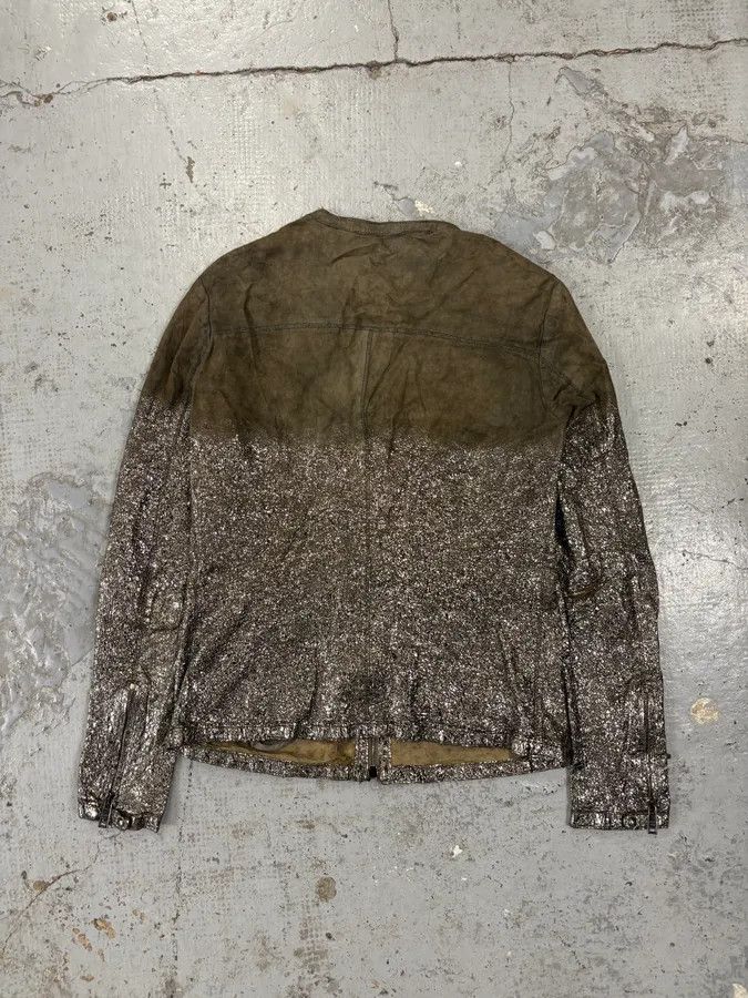 Giorgio Brato Giorgio Brato Silver Leather Crackle Biker Jacket Size XS / US 0-2 / IT 36-38 - 5 Thumbnail