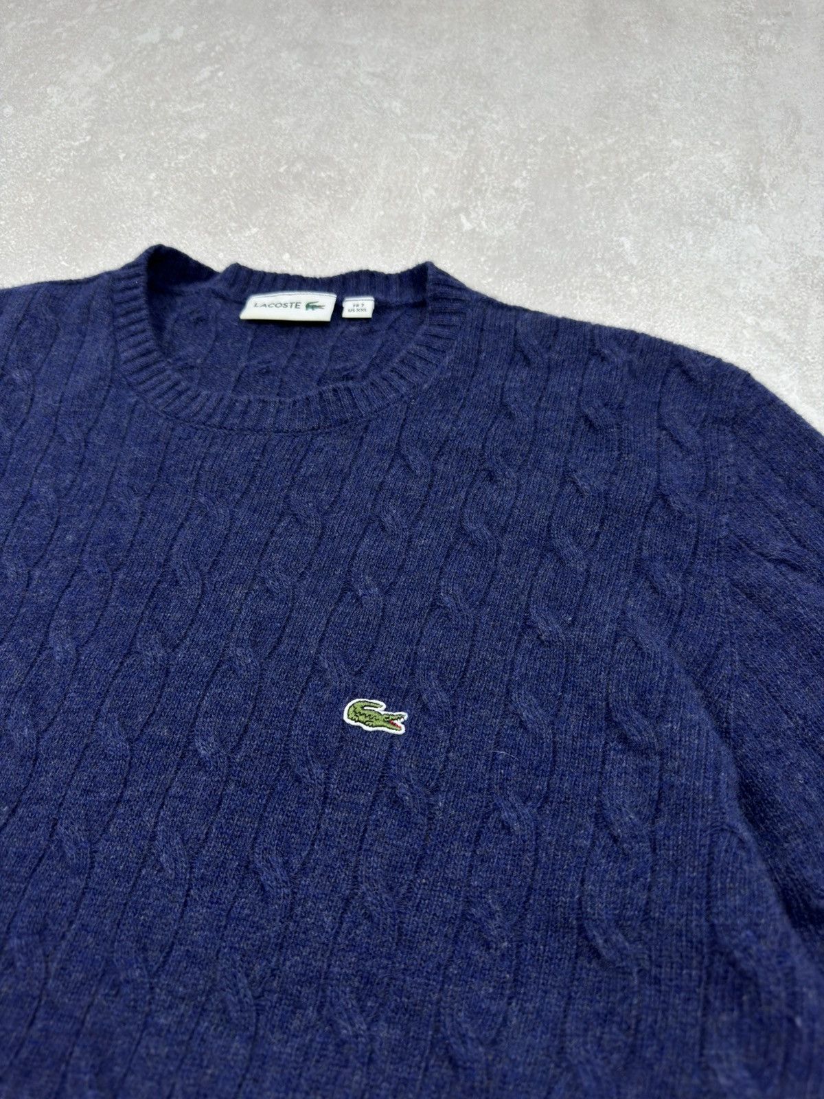 Lacoste Lacoste Cable Knit Merino Wool Sweater Crew Neck Jumper XXL Size US XXL / EU 58 / 5 - 5 Thumbnail