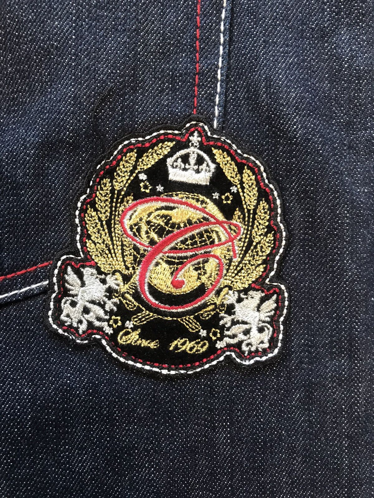 Coogi × Vintage Vintage Coogi SpellOut earth wing crown 👑 embroidered denim Size US 41 - 3 Thumbnail