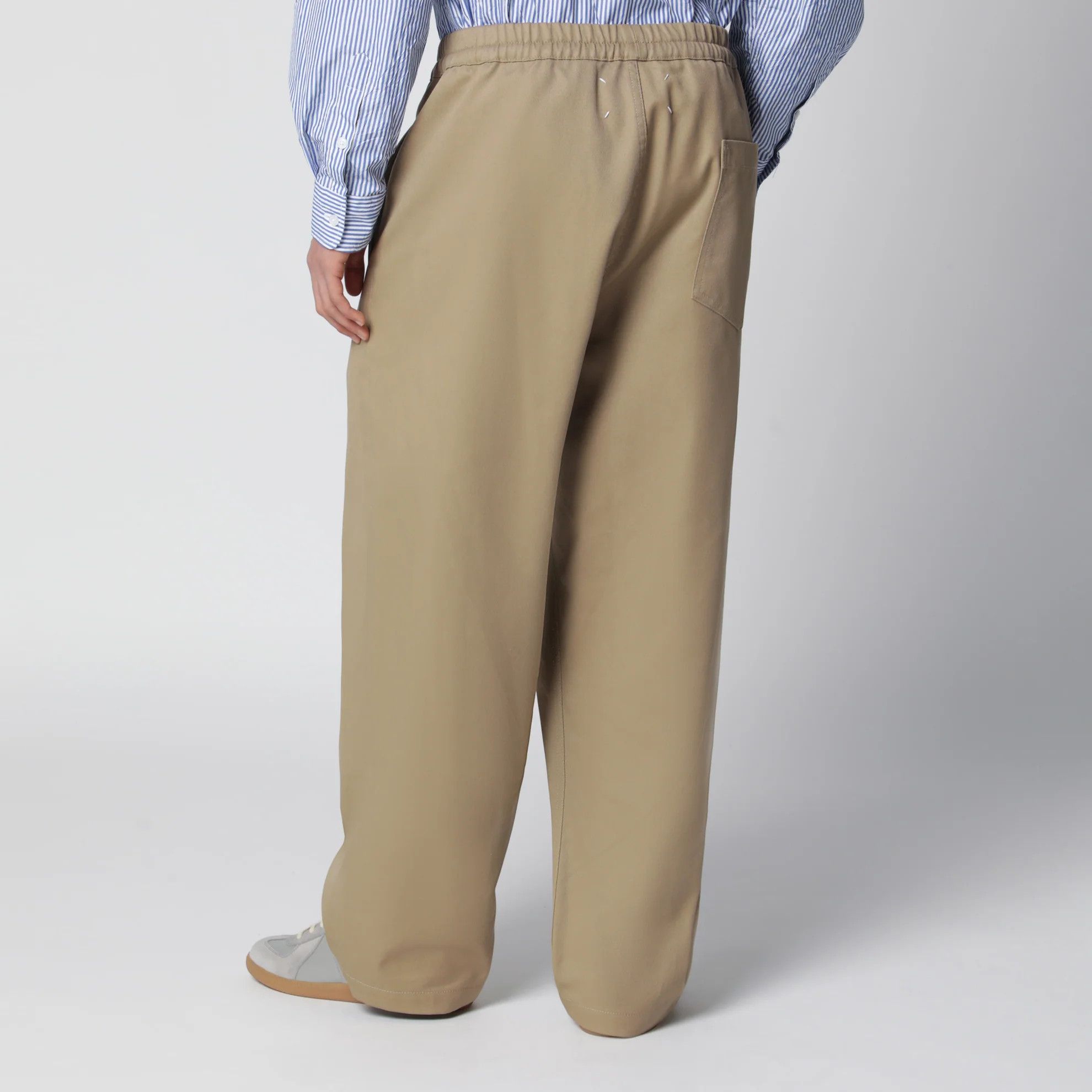 Maison Margiela o1d2blof0526 Low-crotch Cotton Trousers in Beige Size US 34 / EU 50 - 4 Thumbnail