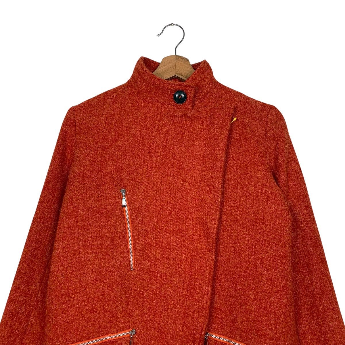 Harris Tweed Pret Pour Partir x Harris Tweed Wool Orange Coat Size XXS / US 00 / IT 34 - 2 Thumbnail