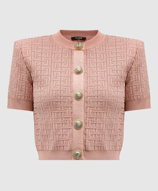 Balmain o1s1wg110725 Pb Labyrinth Knit Cardigan in Pink Size M / US 6-8 / IT 42-44 - 1 Thumbnail