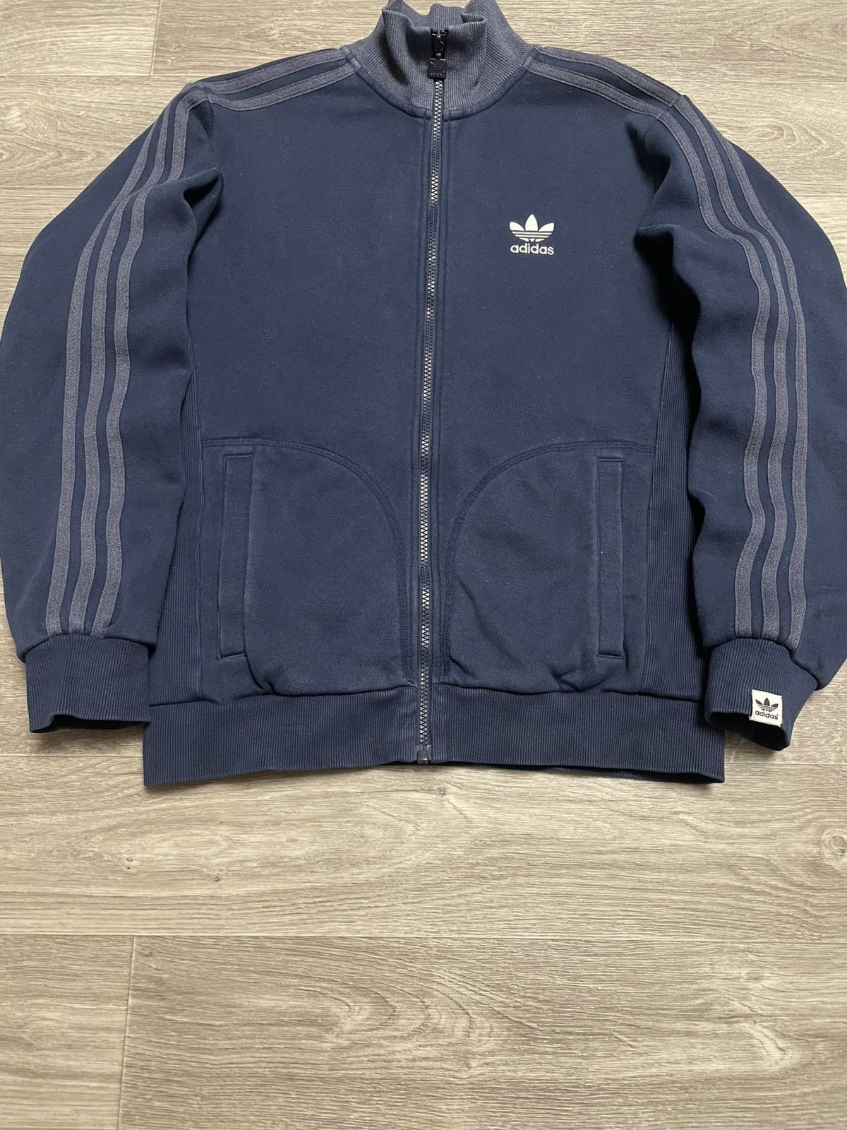 Adidas Vintage Adidas 3-Stripe Cotton Track Jacket Navy Blue Y2K Size US S / EU 44-46 / 1 - 3 Thumbnail