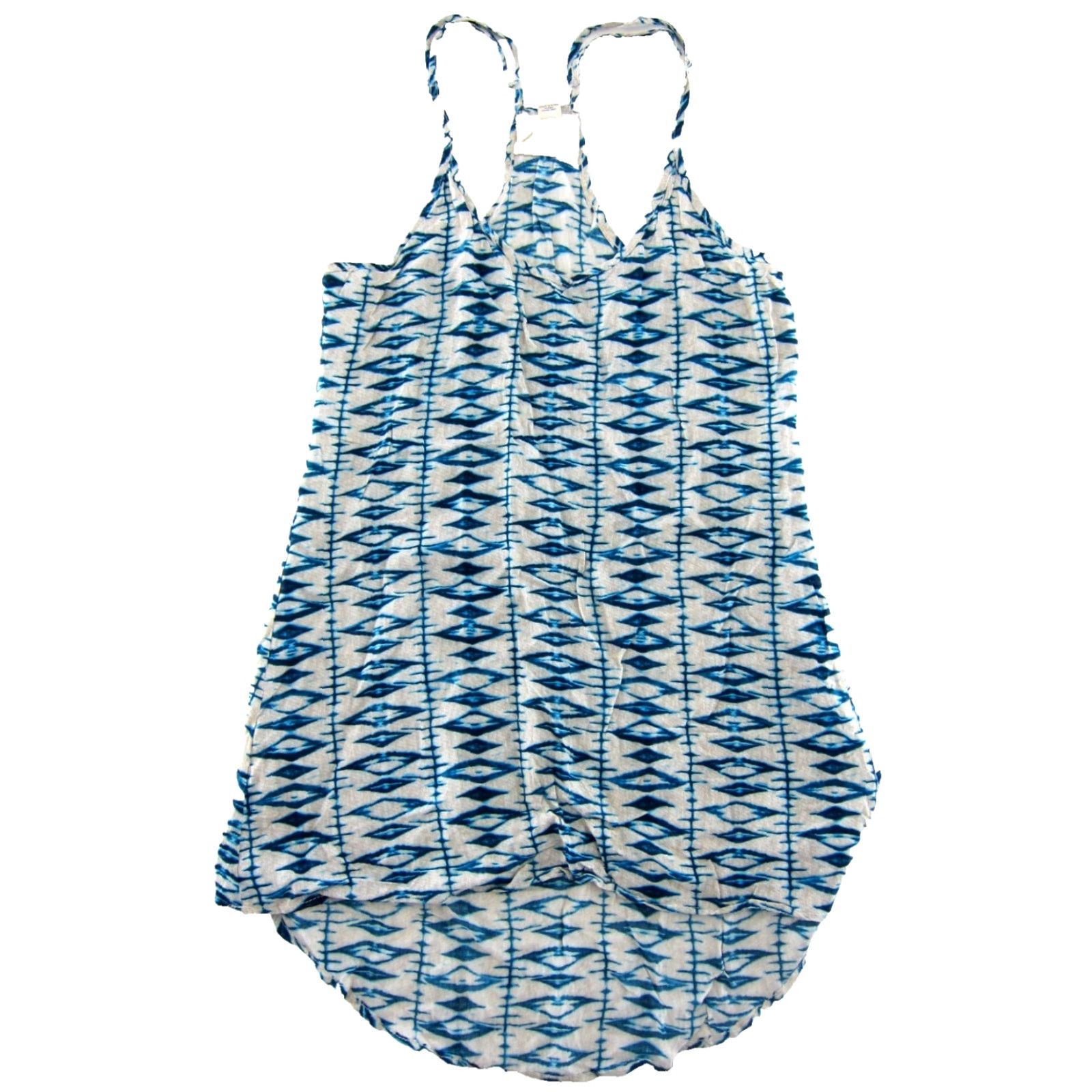 Vintage 8 Days A Week Frankies Bikinis Small 100% Rayon Blue Ivory Mini Tank Slip Dress Womens Size S / US 4 / IT 40 - 2 Thumbnail