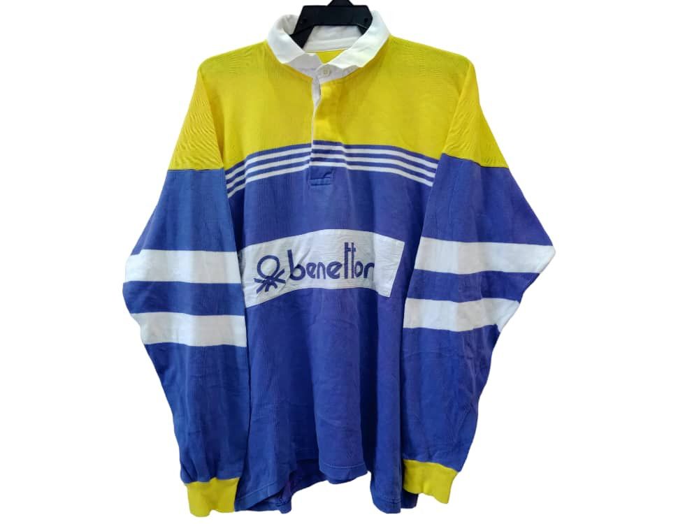 image of United Colors Of Benetton Vintage Benetton Rugby Polo Shirt, Men's (Size Large)