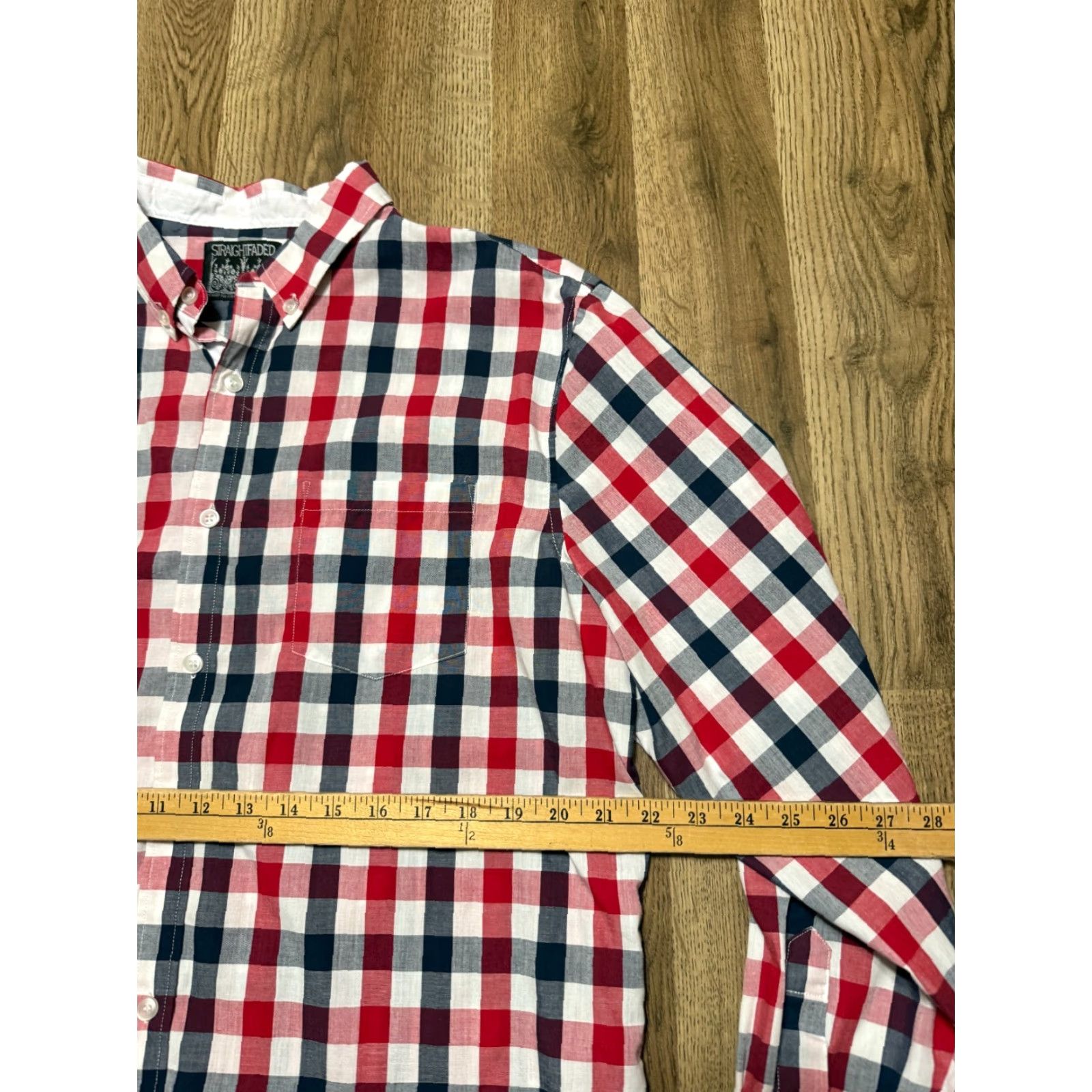 Vintage Straightfaded Shirt Mens Large Red White Blue Plaid Long Sleeve Button Up Size US L / EU 52-54 / 3 - 6 Thumbnail