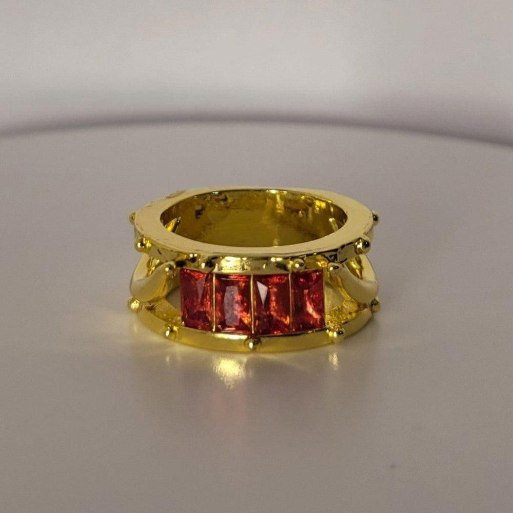 Designer Modern 2.0 Carat Ruby Red Gold Channel Cluster Ring - Size 7 Size ONE SIZE - 5 Thumbnail