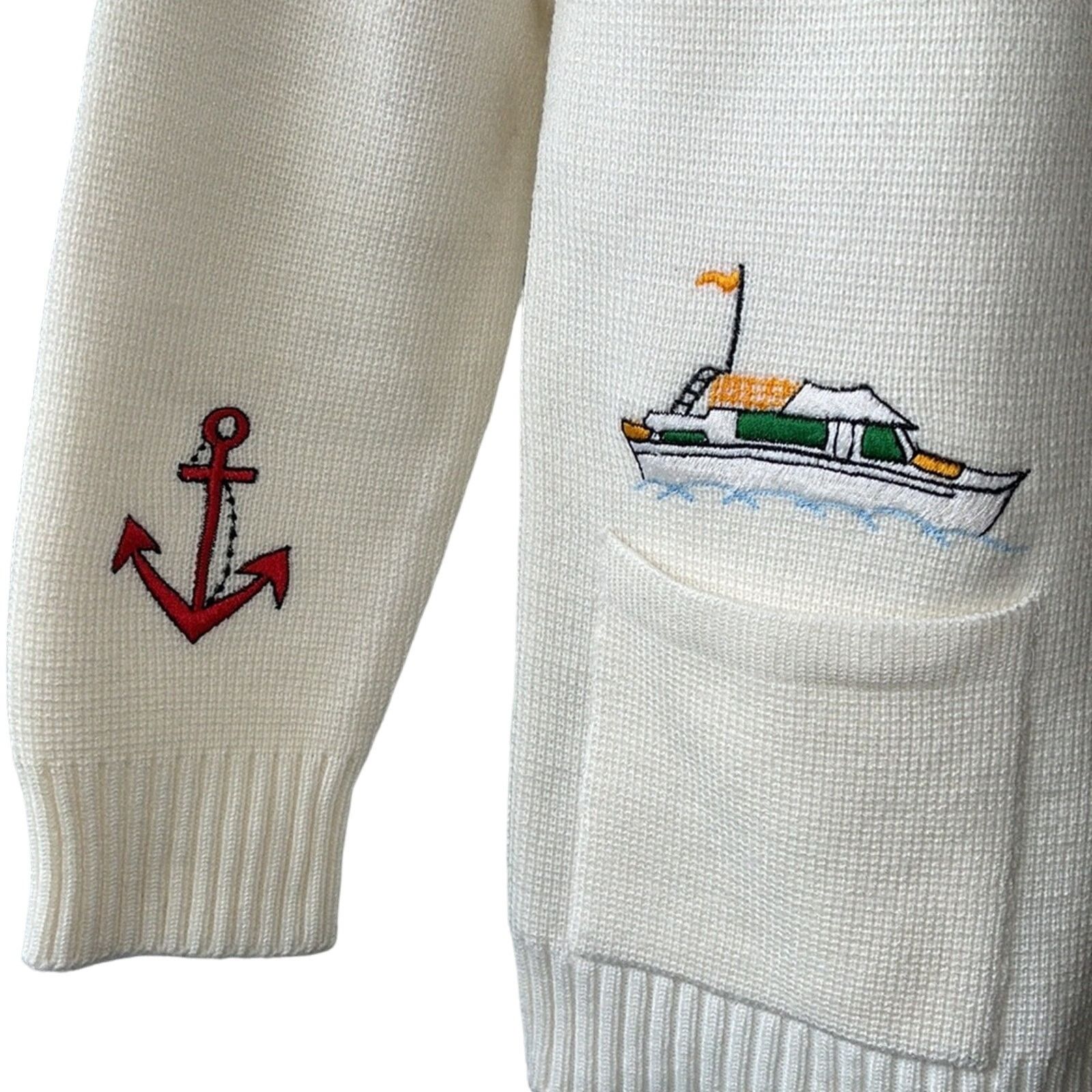Vintage VINTAGE 60s LeRoy Knitwear Nautical Zipped Cardigan Size Med Size M / US 6-8 / IT 42-44 - 4 Thumbnail