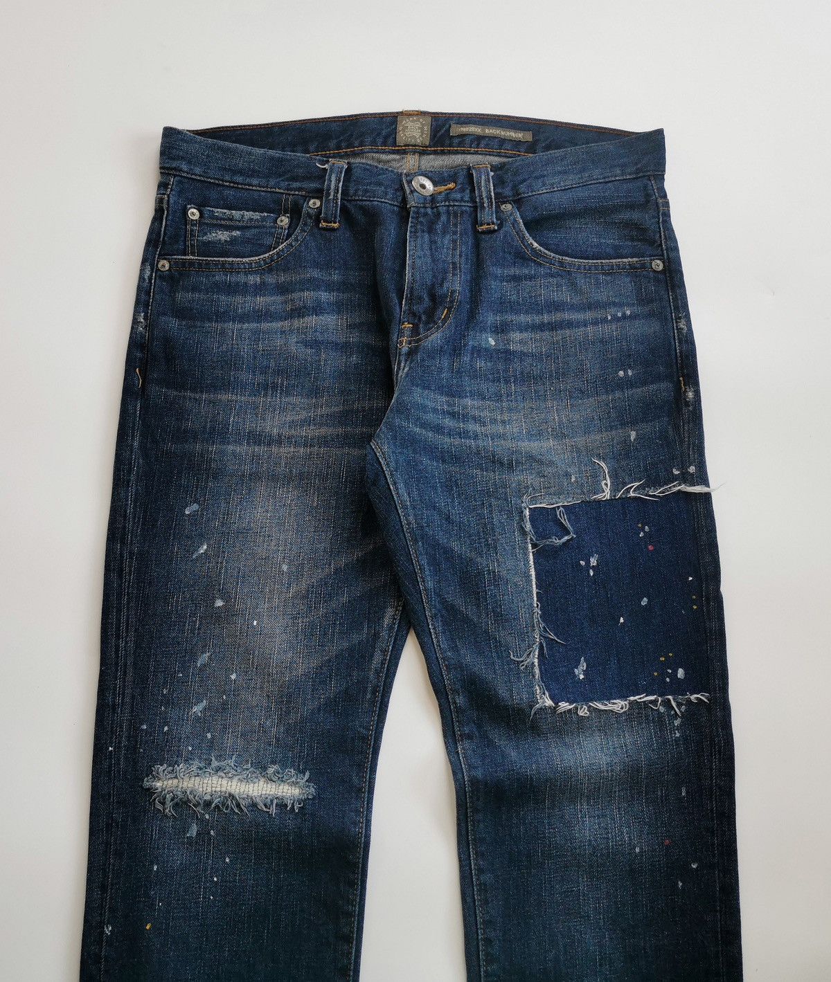 Vintage Back Number Patchwork Reworked Ankle Jeans Vintage Size US 33 - 2 Thumbnail