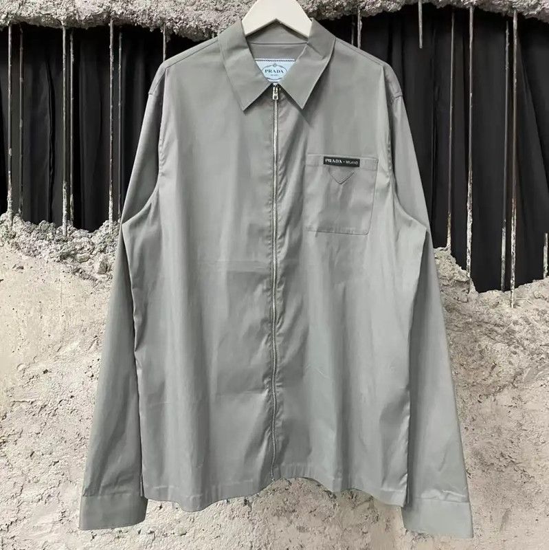 Prada Prada Men's Long Sleeve Grey Shirt Size US M / EU 48-50 / 2 - 1 Thumbnail