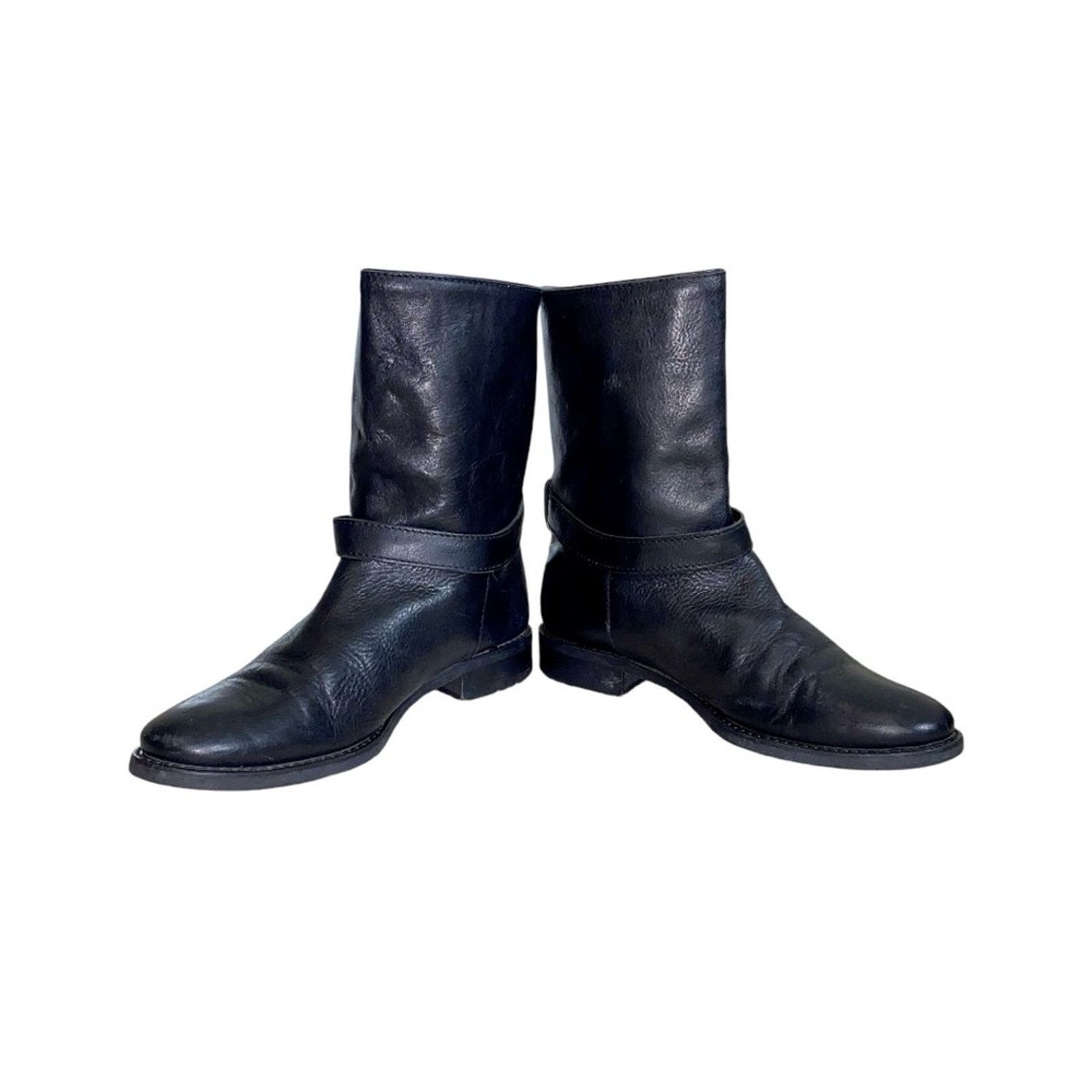 Madewell Madewell The Biker Black Leather Moto Combat Biker Boots Size US 7.5 / IT 37.5 - 3 Thumbnail