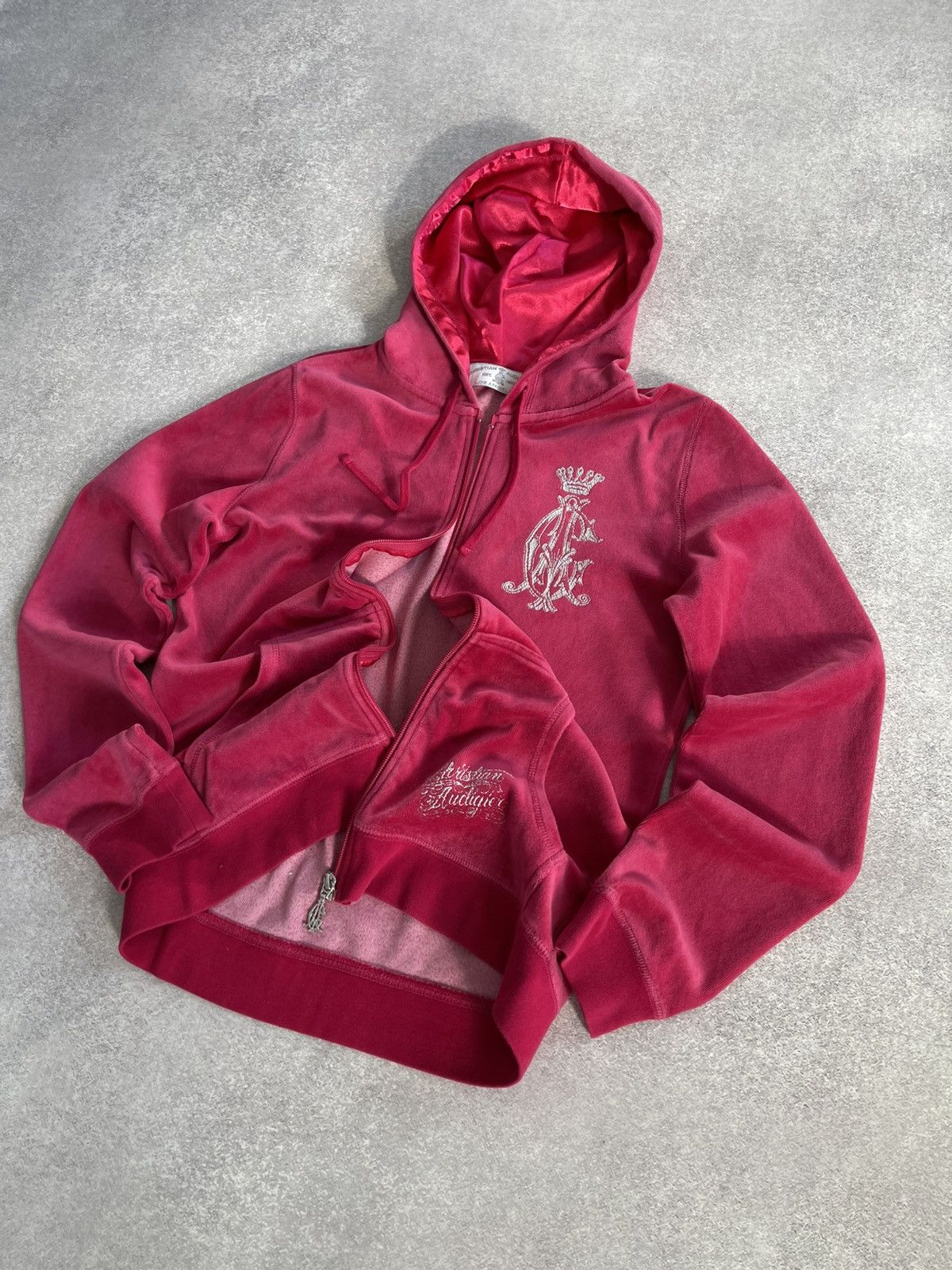 Christian Audigier VINTAGE CHRISTIAN AUDIGIER VELOUR Y2K ed hardy ZIP UP HOODIE Size L / US 10 / IT 46 - 3 Thumbnail
