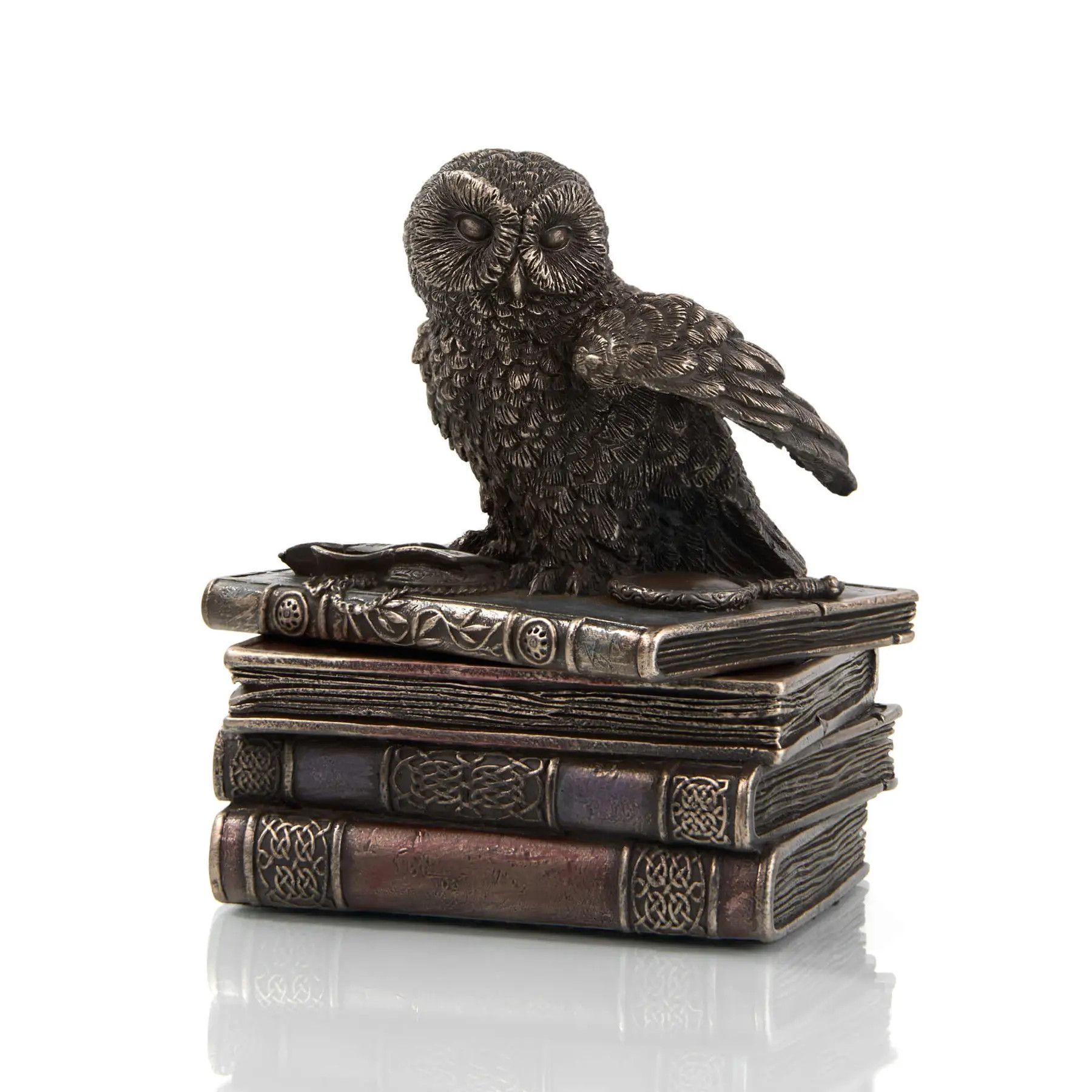Vintage Box Owl on Books Statue Figure Polystone Decor Italy Size ONE SIZE - 4 Thumbnail
