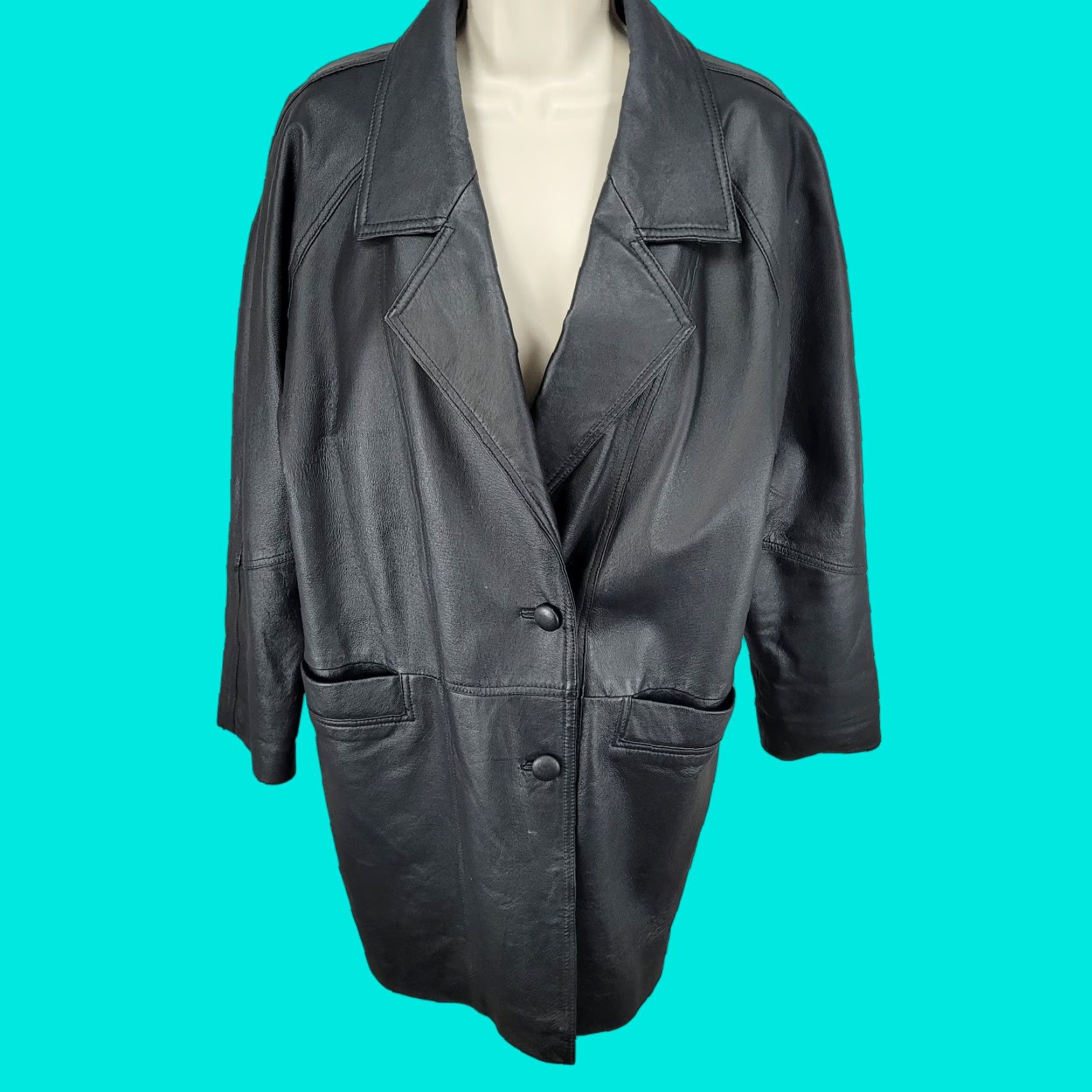Vintage Savannah Black Genuine Leather Buttoned Pockets Lined Jacket Size Small S Size S / US 4 / IT 40 - 1 Thumbnail