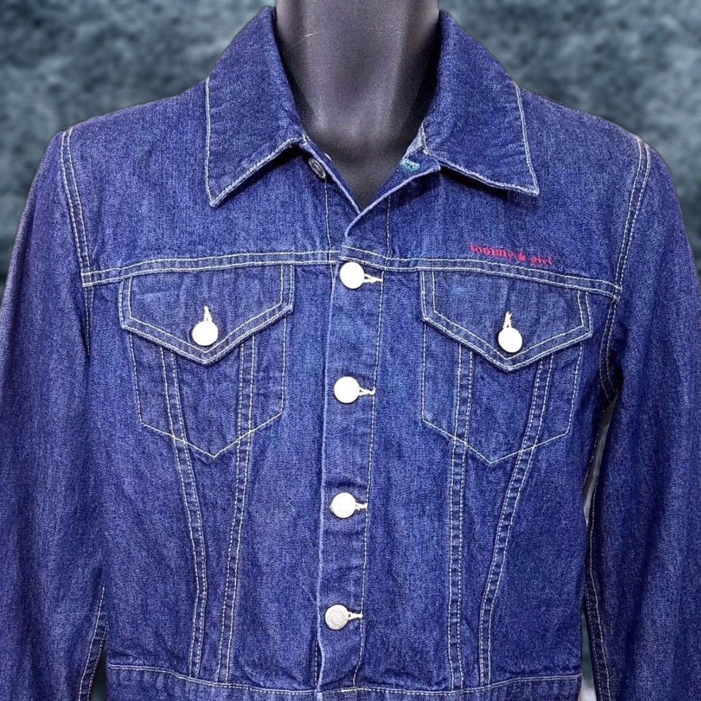 Tommy Hilfiger VINTAGE Tommy Hilfiger Jeans Jacket Denim Trucker 90s Womens Large Size Blue Denim Trucker Jacket Womens Mens Girls Size 36" / US 14 / IT 50 - 1 Thumbnail