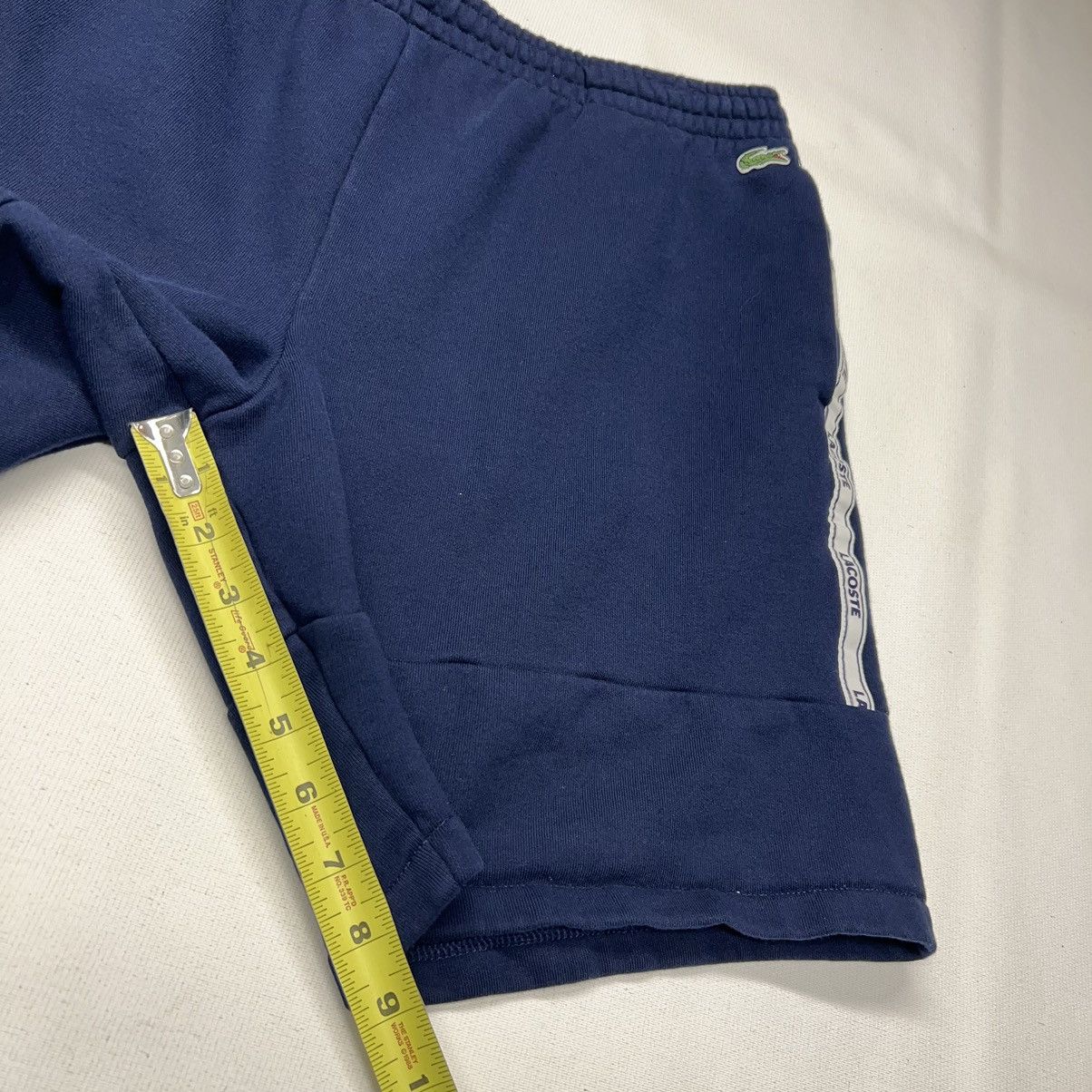 Lacoste Lacoste Sweat Shorts Blue Stripe Letter Logo Navy Drawstring Size US 36 / EU 52 - 17 Thumbnail