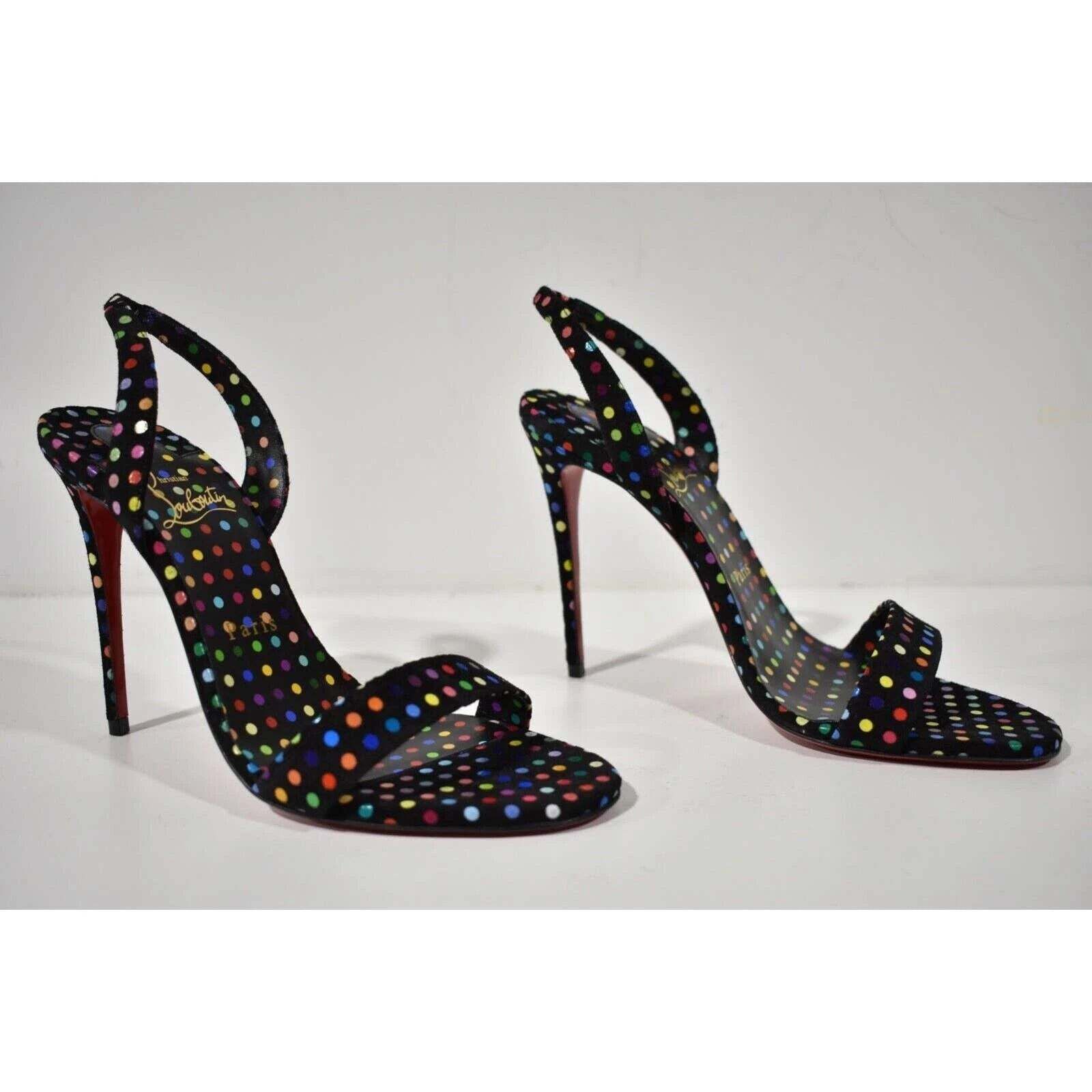 Christian Louboutin O Marylin 100 Black Polka Dot Slingback Sandal Heel Pump 39 Size US 9 / IT 39 - 4 Thumbnail