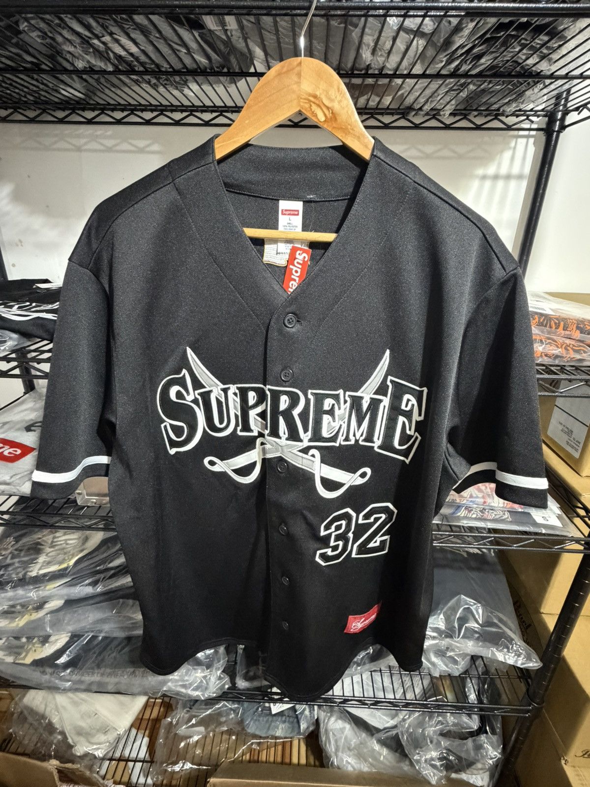 Supreme Supreme Baseball jersey Ultrasuede Mesh suede black holes